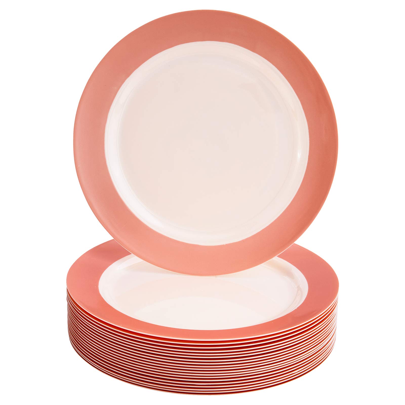 Elegant Disposable Plastic Side Plates - Heavy Duty Cake Plates with Fine China Look, Pastel Blush Collection (20-Pack, 7.5 Inch) - Perfect for Birthday Parties, Weddings, Baby Showers & Elegant Events