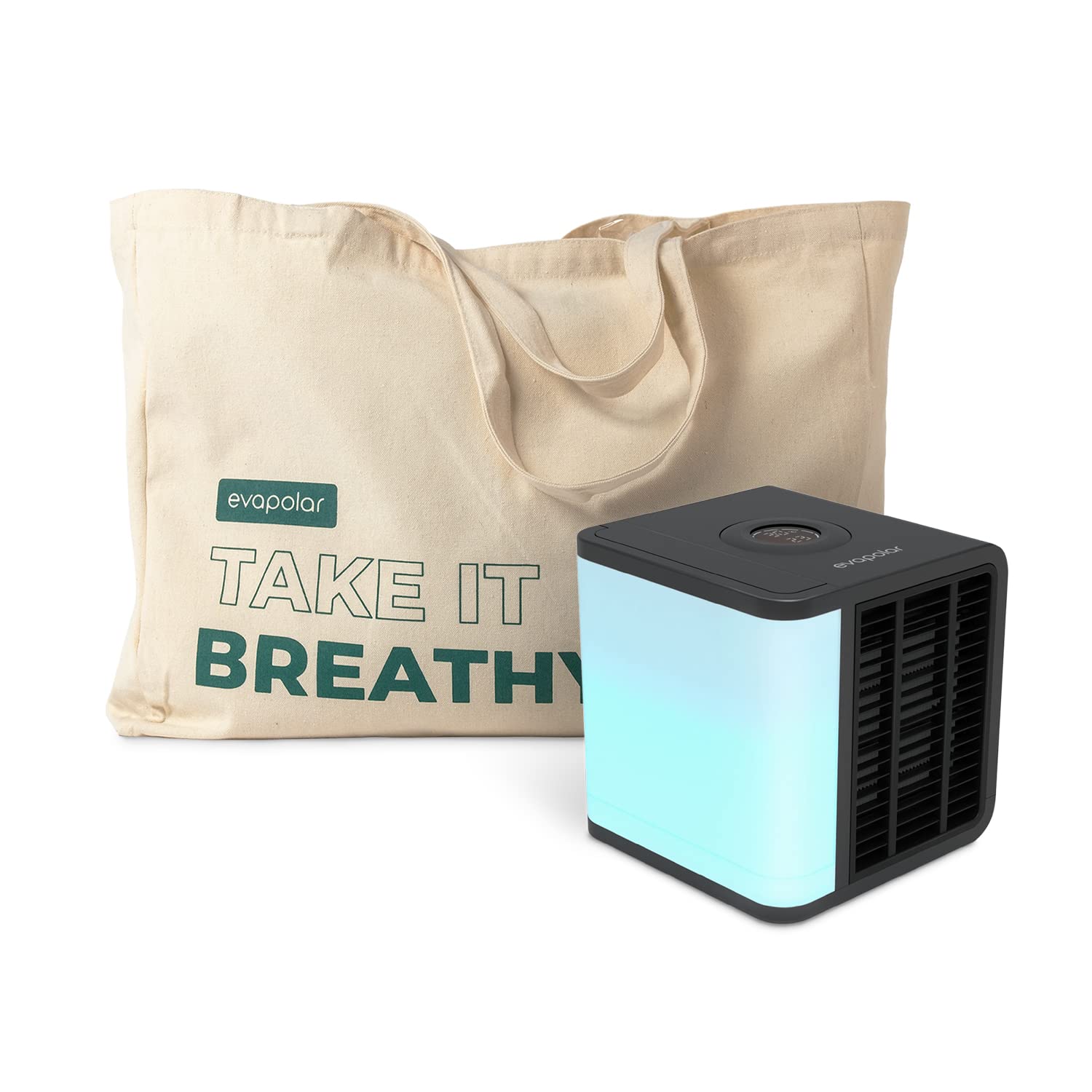 Evapolar EvaLIGHT Portable Personal Air Cooler with Humidifier - Compact Evaporative Cooling Fan for Home, Office & Travel - Includes Free Cotton Tote Bag (Black) | Perfect for Bedrooms, Desks & Small Spaces