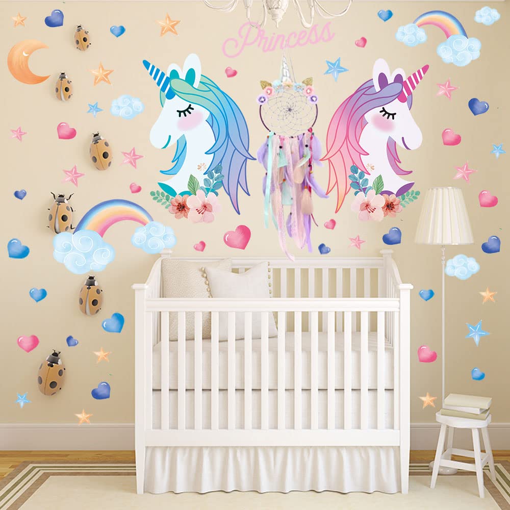 Unicorn Wall Decals for Girls Room - Nursery & Party Decor