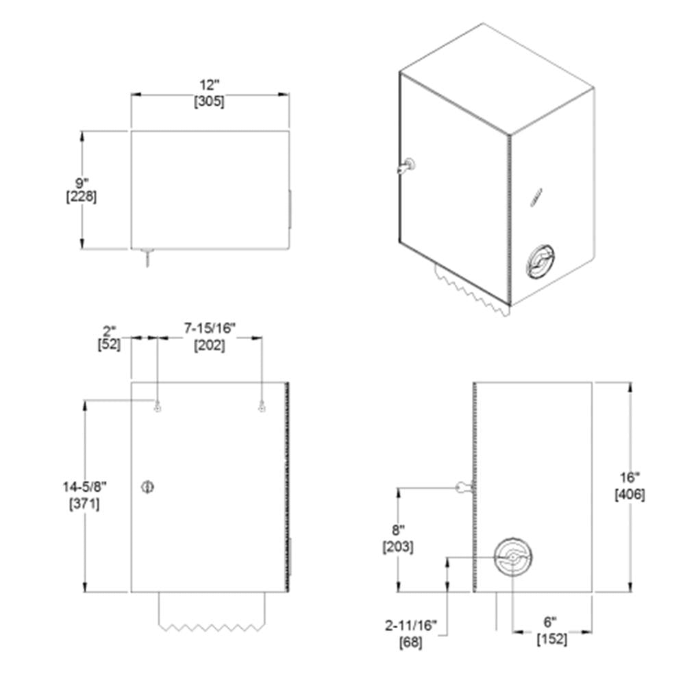 Auto Cut Roll Paper Towel Dispenser - ASI 8524 Surface Mounted Satin Finish for Kitchen, Bathroom & Office Use