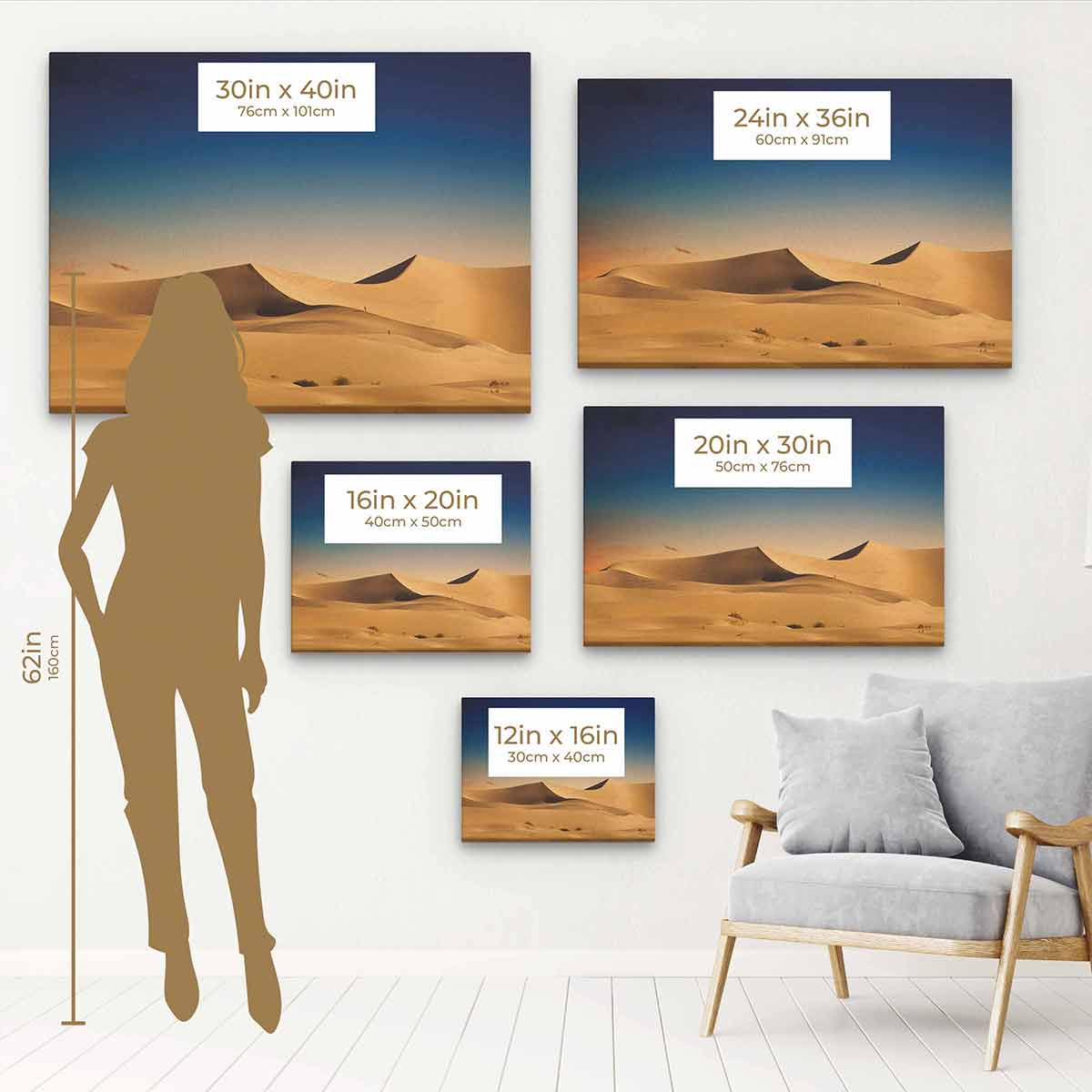 Blue Desert Wall Art Canvas Print - Modern Home Decor for Living Room, Bedroom & Office | 2359