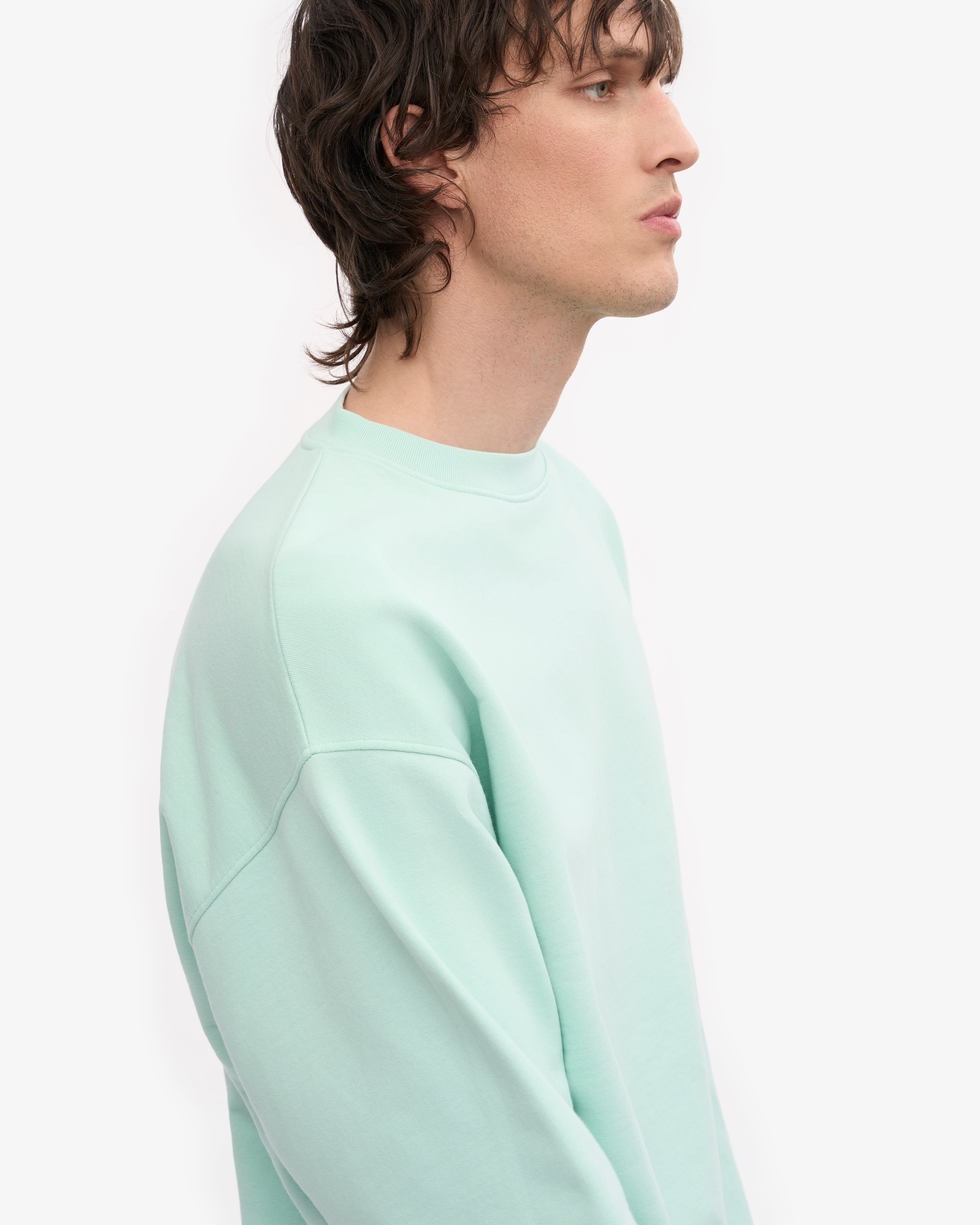 Organic Oversized Crewneck Sweatshirt - Light Aqua | Eco-Friendly Comfort Wear for Casual Outings & Lounge