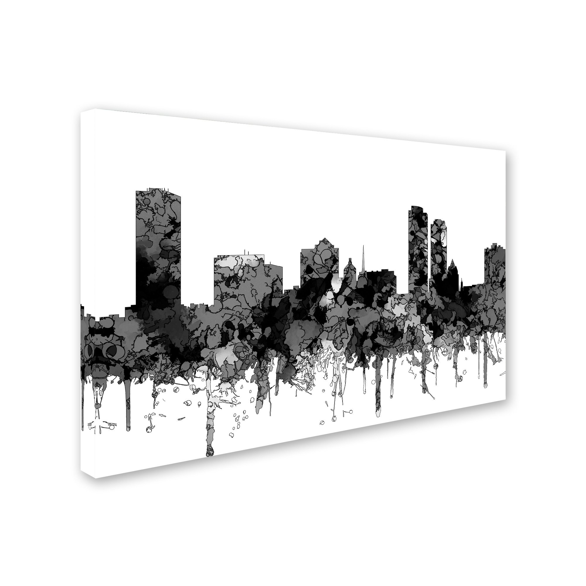Milwaukee Wisconsin Skyline Black & White Art Print by Marlene Watson - 16x24 Inch Wall Decor for Home, Office & Gifts