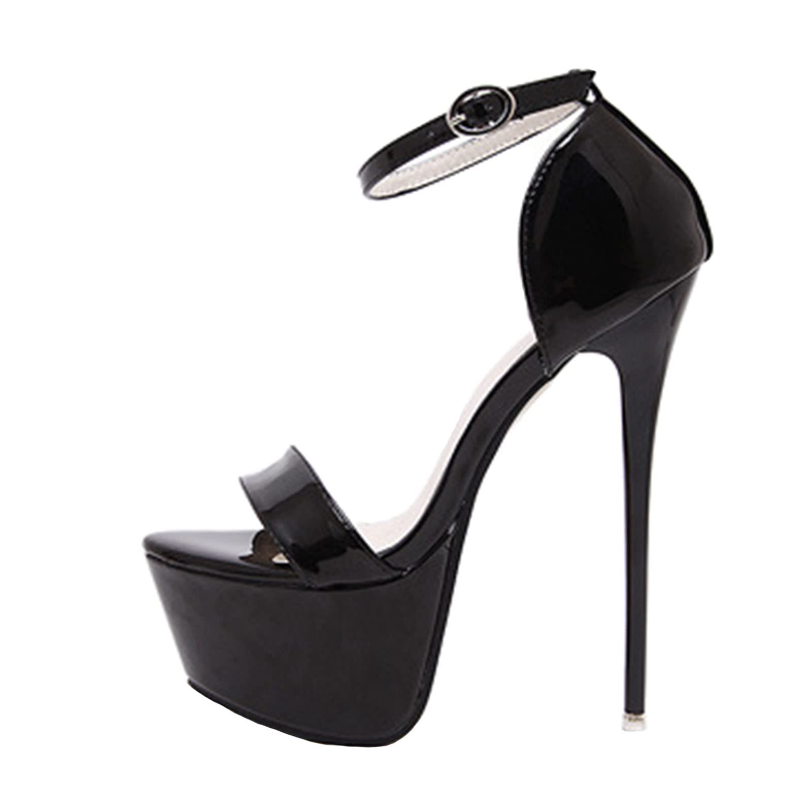 Sexy Women's 6.3 Inch Block Heel Sandals - Black Stiletto Party Shoes for Pole Dancing, Stripper Heels & Fashion Catwalk (Size 10) | Perfect for Nightclubs, Performances & Special Occasions