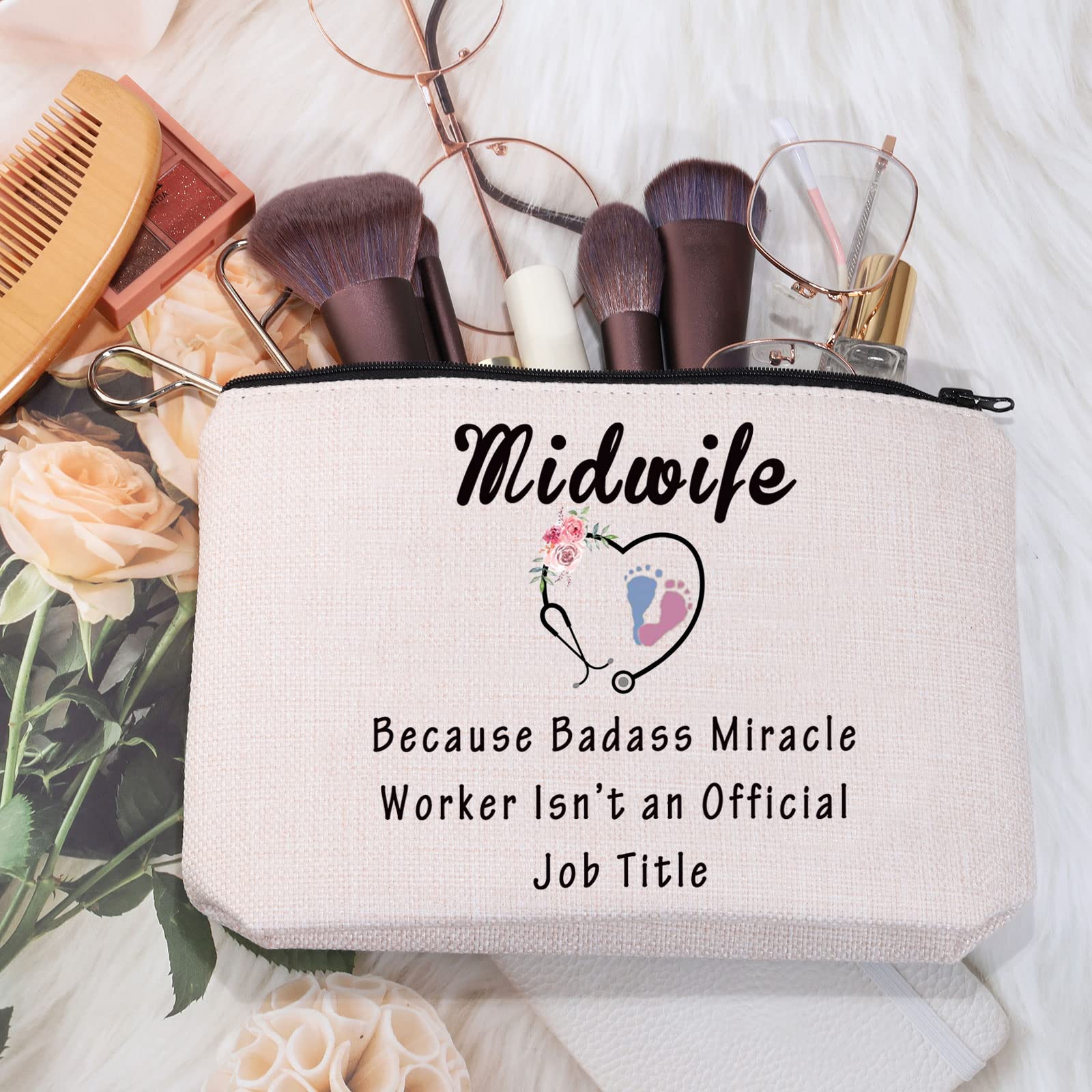 Premium Midwife Appreciation Gift - OBGYN Doctor & Labor Nurse Cosmetic Bag - Doula Travel Makeup Pouch for Medical Professionals | Perfect for Hospital Shifts, Birth Support & On-The-Go Essentials