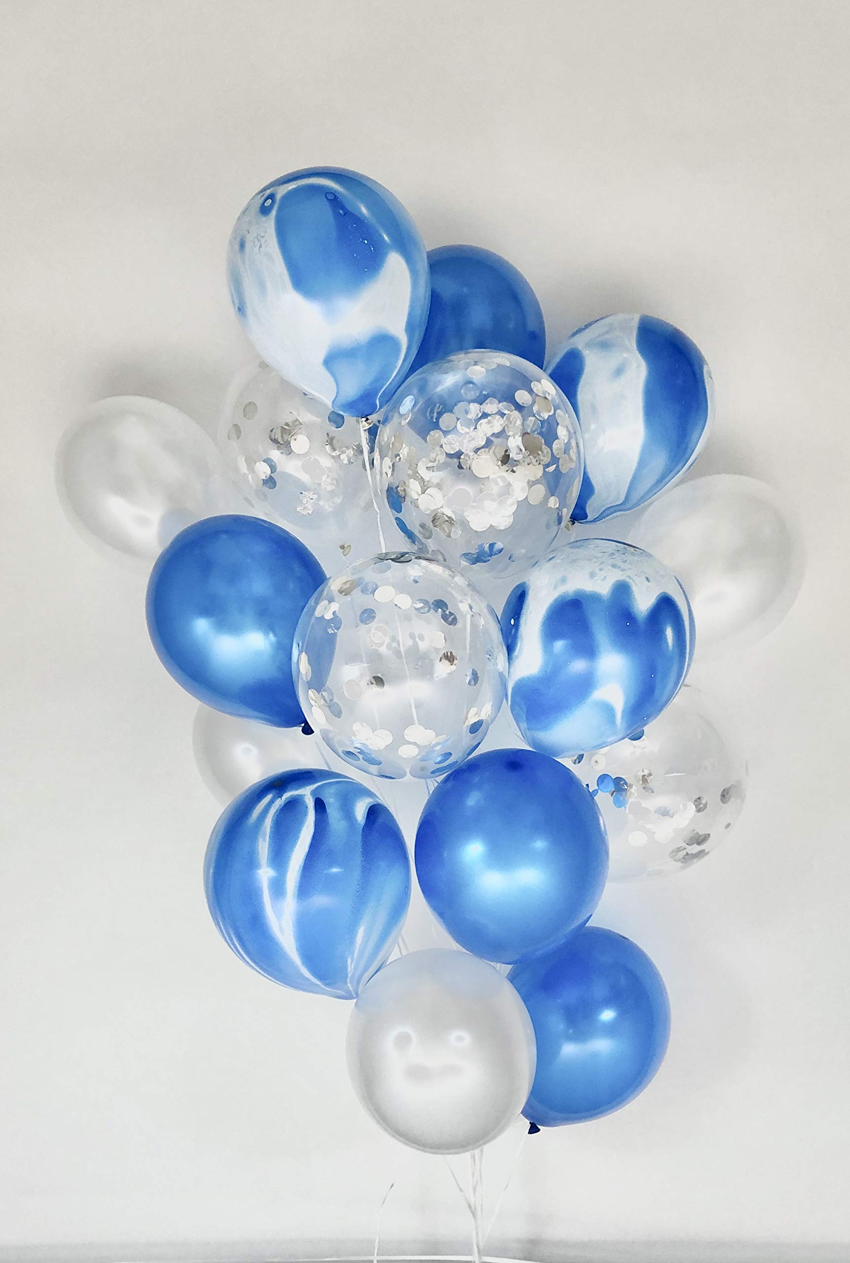 Sweet Moon 20-Piece Moon and Star Balloons Bouquet Set - Blue Agate Marble Design for Baby Showers, Birthday Parties, Gender Reveals, Bridal Showers, Eid & Ramadan Celebrations - Perfect for Indoor & Outdoor Party Decorations