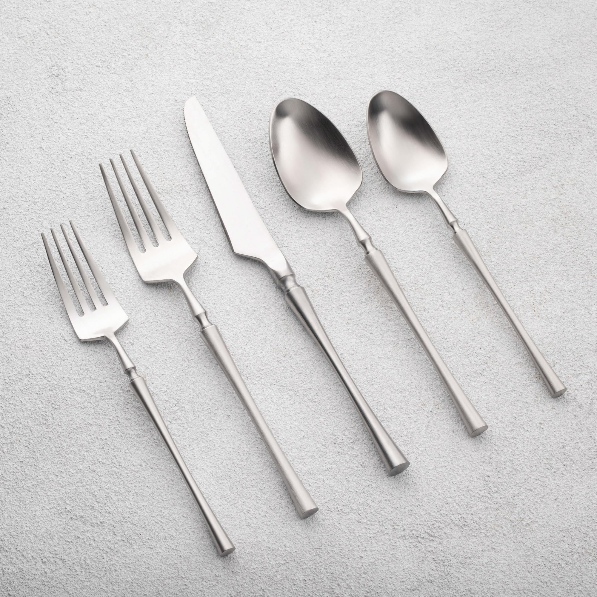 Vikko Decor Vintage Silverware Set - 20-Piece Luxury Brushed Stainless Steel Flatware Set (18/10) - Elegant Satin Matte Cutlery for Fine Dining, Wedding Gifts & Upscale Home Decor - Service for 4 - Perfect for Dinner Parties, Holiday Meals & Special Occasions