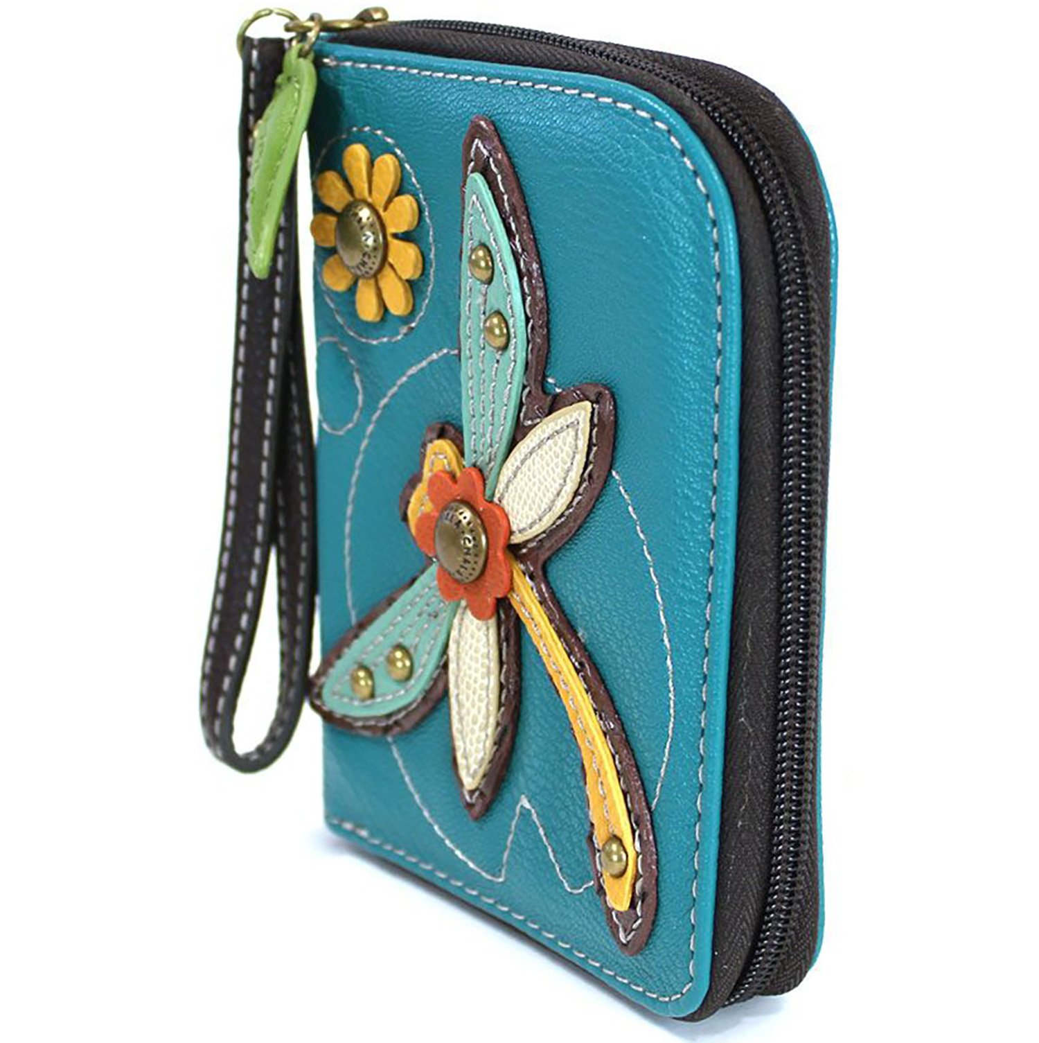 Chala Dragonfly Zip Around Wallet Wristlet - Vegan Leather Crossbody Purse for Women | RFID Blocking & Multiple Card Slots | Perfect for Travel, Shopping & Everyday Use