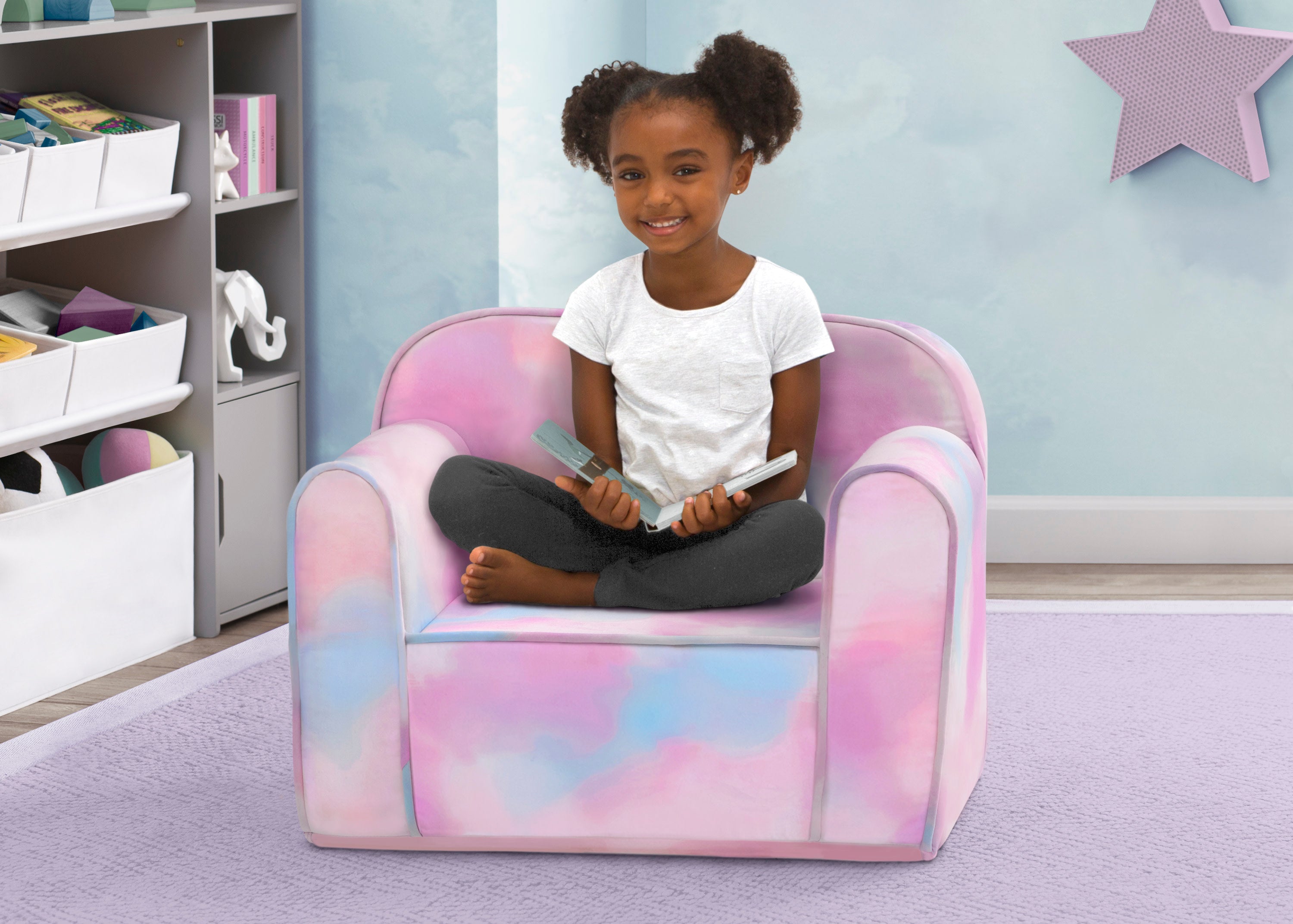Colorful Tie Dye Kids Chair - Cozee Comfortable Children's Seating for Bedroom, Playroom & Reading Nook