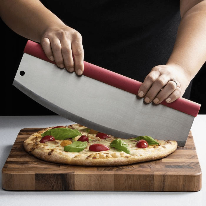 Premium Stainless Steel Rocking Pizza Cutter with Safety Blade Guard - Perfect for Home Kitchens, Pizzerias & Party Food Prep