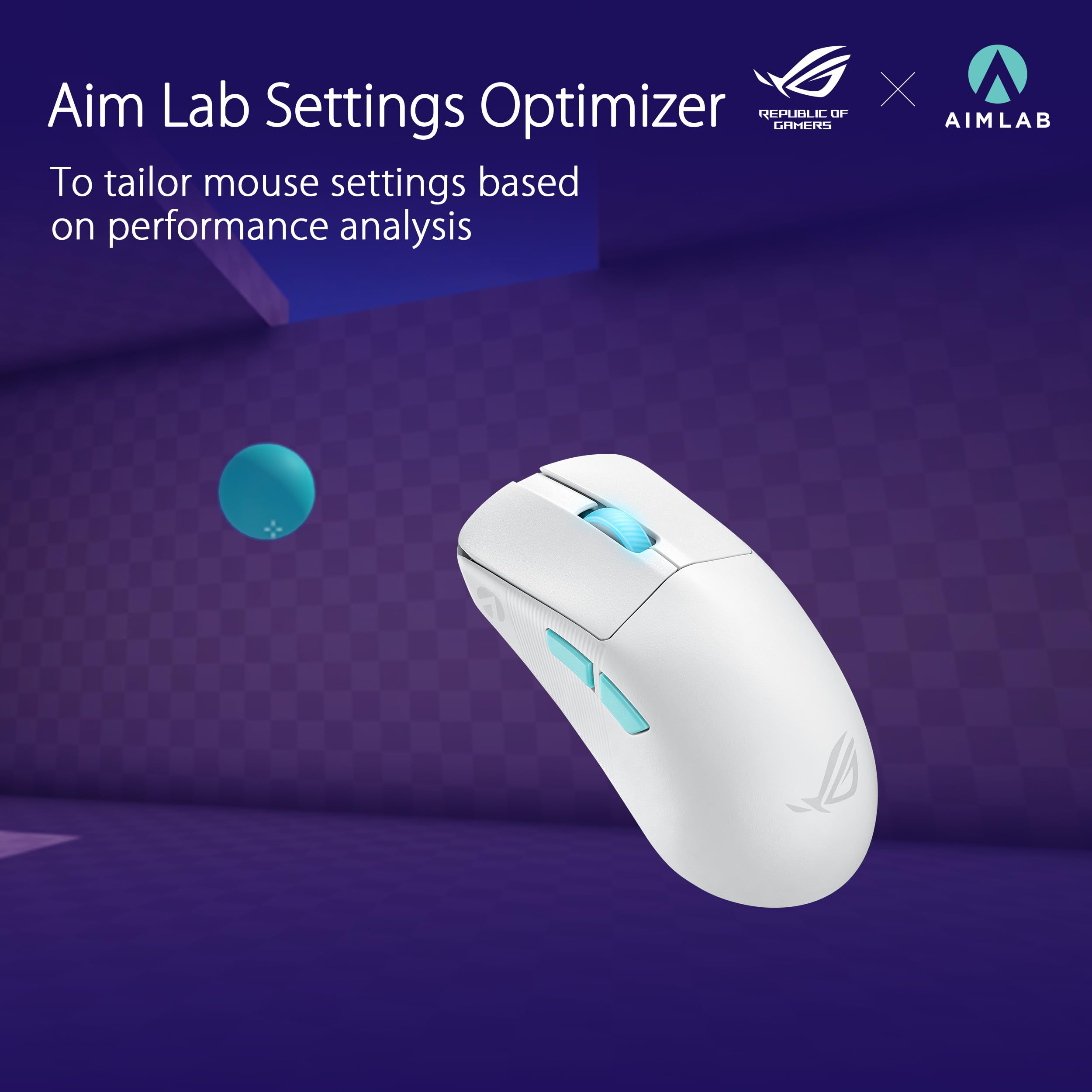 ASUS ROG Harpe Ace Aim Lab Edition Wireless Gaming Mouse - 54g Ultra Lightweight, 2.4GHz RF & Bluetooth Dual Mode, 36K DPI Optical Sensor, 5 Programmable Buttons, ROG SpeedNova & Omni Receiver - Perfect for Esports, FPS Gaming & Professional Streaming (White)