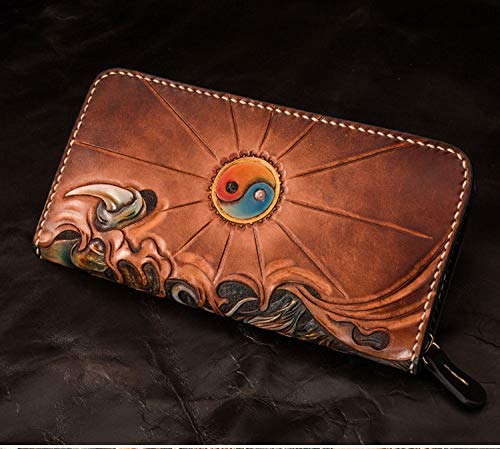 Handcrafted 3D Genuine Leather Men's Wallet - Black Dragon Engraved Biker Wallet with Custom Personalization | Perfect for Motorcycle Riders, Gift Giving & Everyday Carry (EDC)
