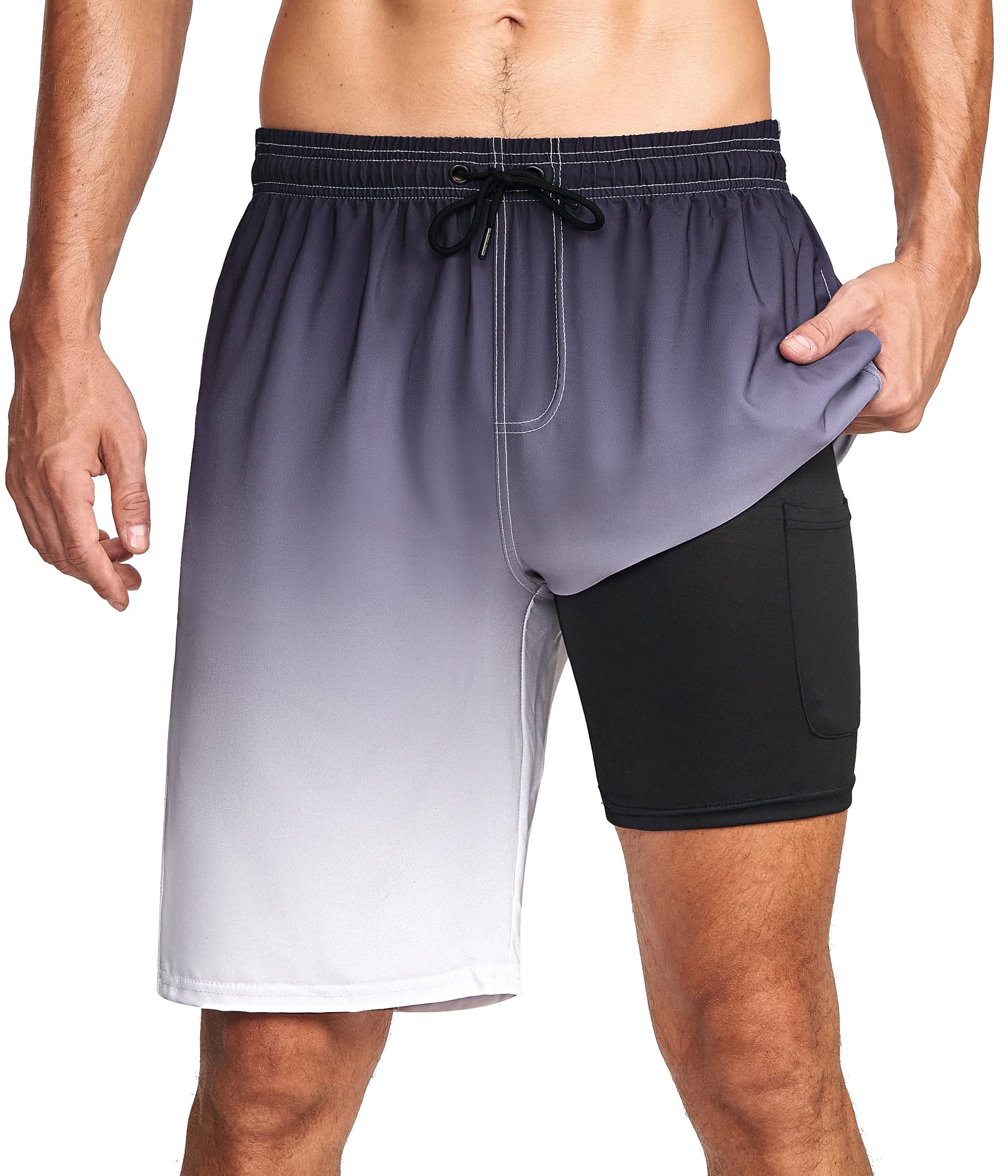 **Men's Quick Dry Swim Trunks with Compression Liner - 9