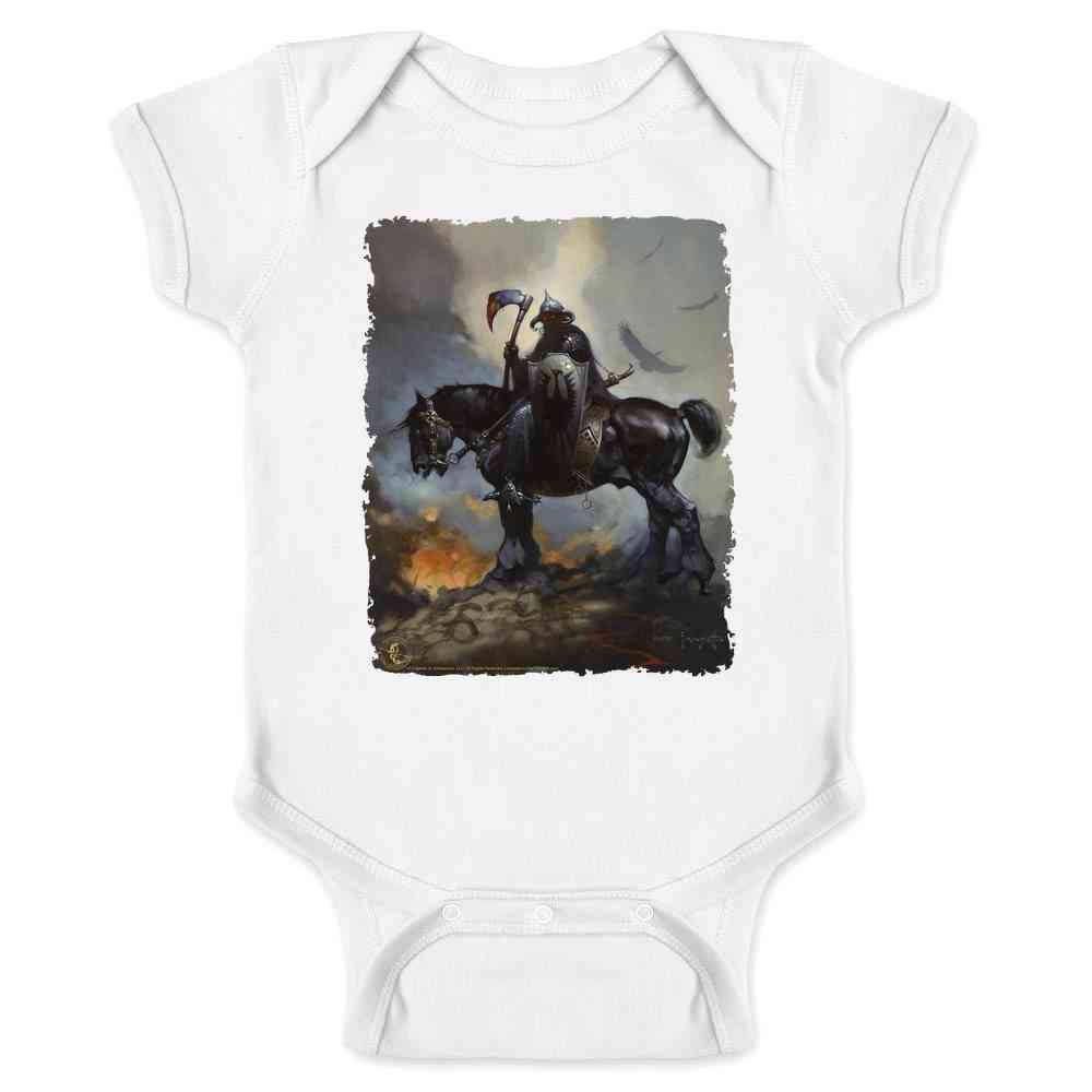 Pop Threads Death Dealer by Frank Frazetta Horror Art Baby Bodysuit - Cute Gothic Outfit for Infants & Toddlers (Boy/Girl) - Perfect for Halloween, Comic Con & Dark Fantasy Themed Events