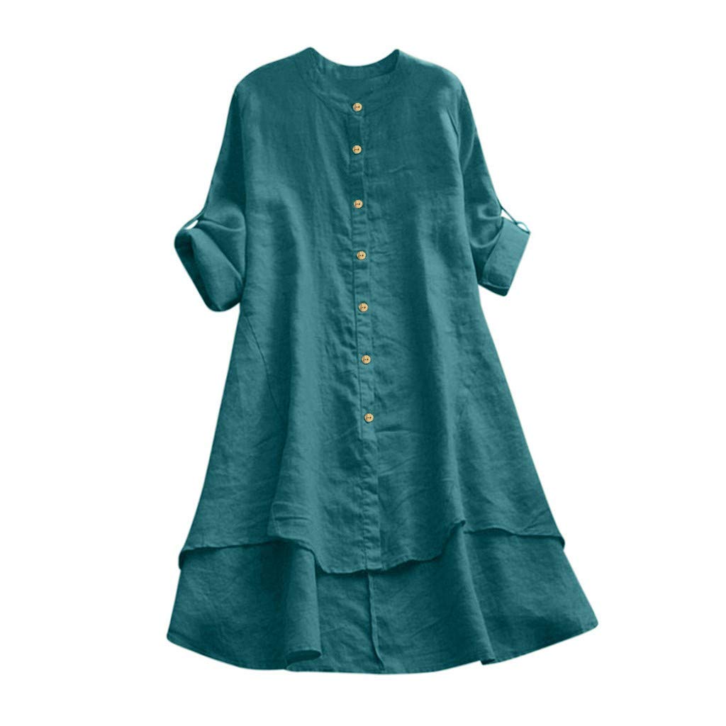 Trendy Women's Casual Loose Linen Long Sleeve Button Down Shirt Blouse - Summer Tunic Top for Work, Travel & Everyday Wear