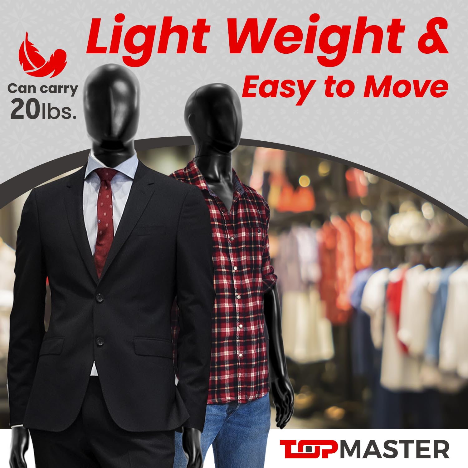 Premium Male Mannequin for Clothing Display - Realistic Proportions, Durable & Sturdy Construction - Perfect for Retail Stores, Boutiques & Fashion Showrooms (Black)
