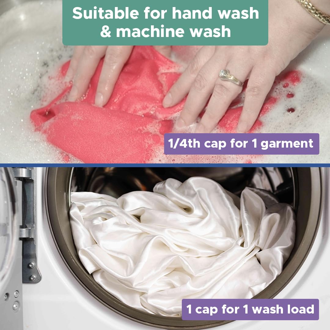 Ethiek Liquid Detergent for Silk, Wool & Delicate Fabrics - Gentle Enzyme-Free Natural Organic Laundry Detergent - Safe for Top Load, Front Load Washing Machines & Hand Wash - 500ml - Perfect for Baby Clothes, Lingerie & Cashmere Sweaters