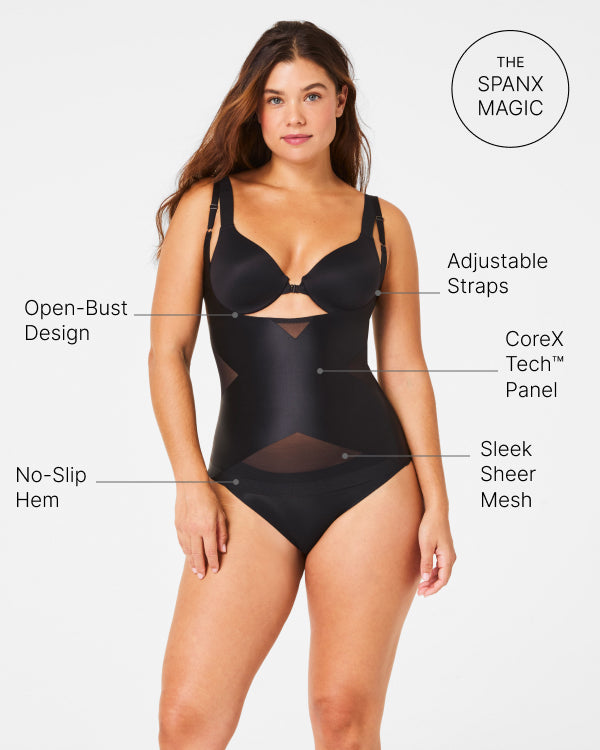 SPANX Shape Satin X Open Bust Cami - Slimming Shapewear for Women | Perfect for Layering Under Dresses & Tops
