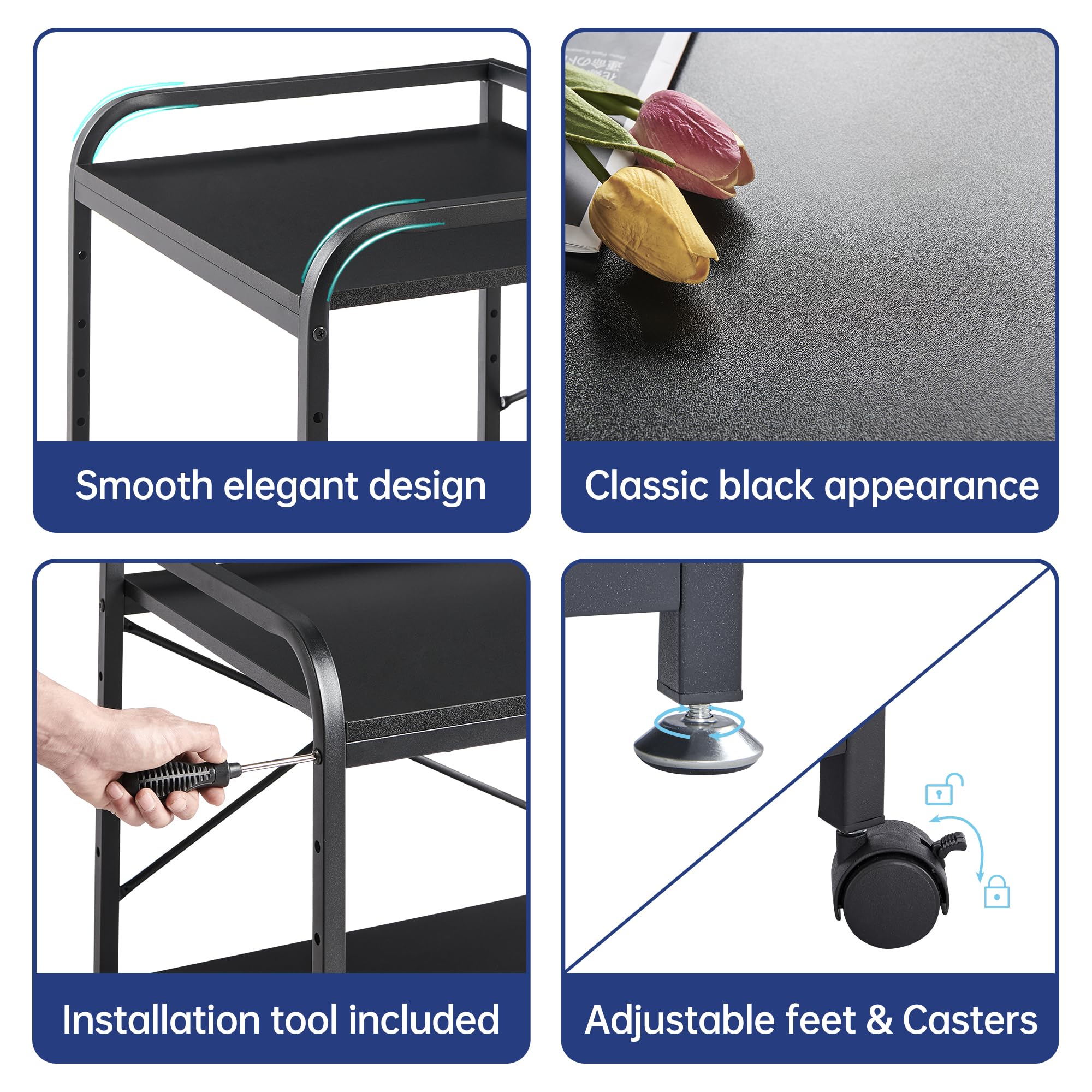 2-Tier Adjustable Under Desk Printer Stand with Storage Shelf - 20