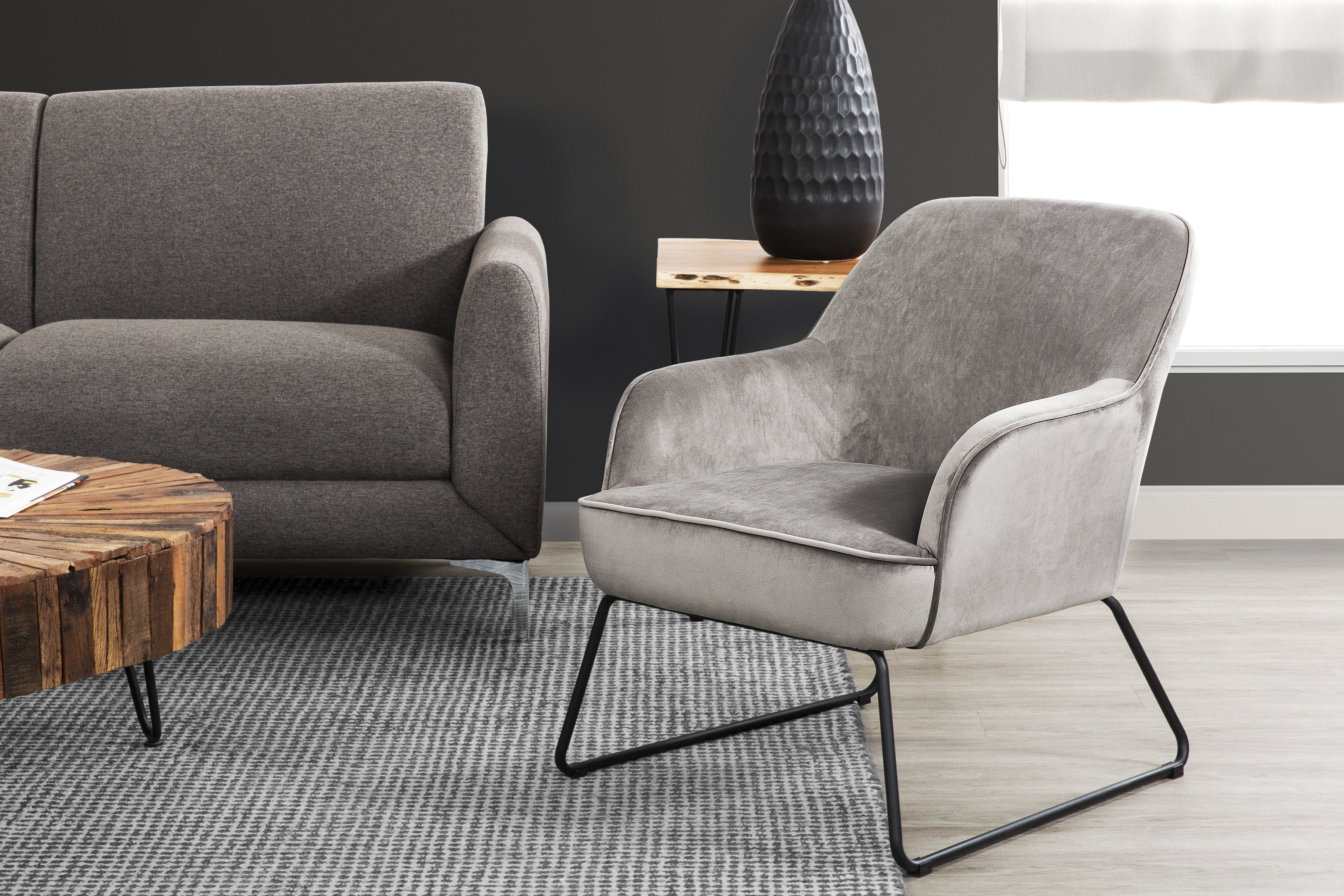 Alea Accent Chair - Modern Slate Gray Upholstered Lounge Chair for Living Room, Bedroom & Office - Perfect for Relaxing, Reading & Home Decor