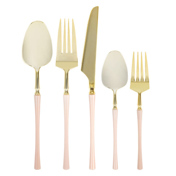 Infinity Collection 20-Piece Gold and Pink Flatware Set - Elegant Dinnerware for Parties, Weddings, and Special Occasions