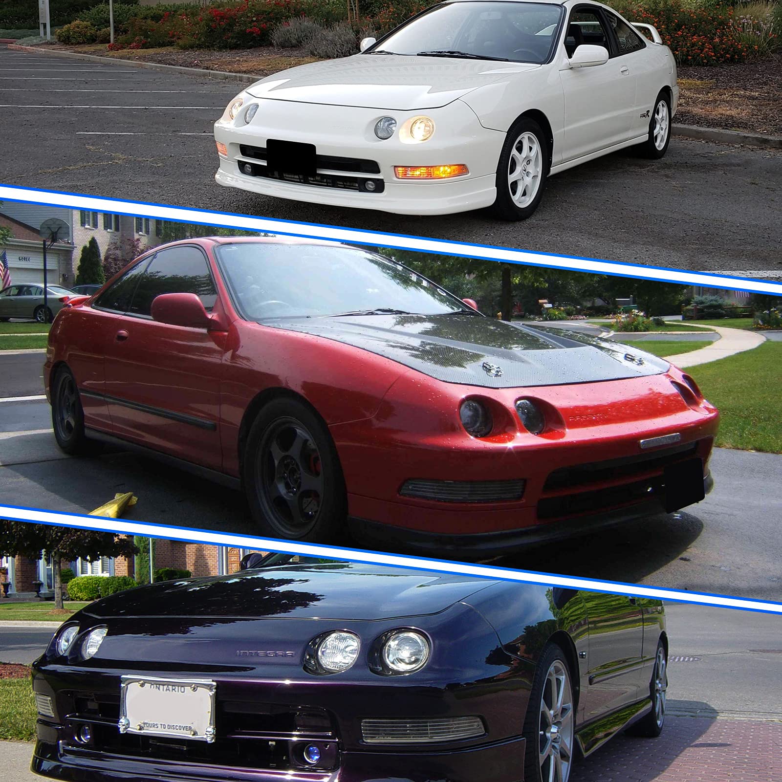 WOLFSTORM Halo Projector Headlight Assembly Replacement for 1994-1997 Acura Integra - Black Housing, LED Angel Eyes, DOT Approved (Perfect for Night Driving & Car Upgrades)