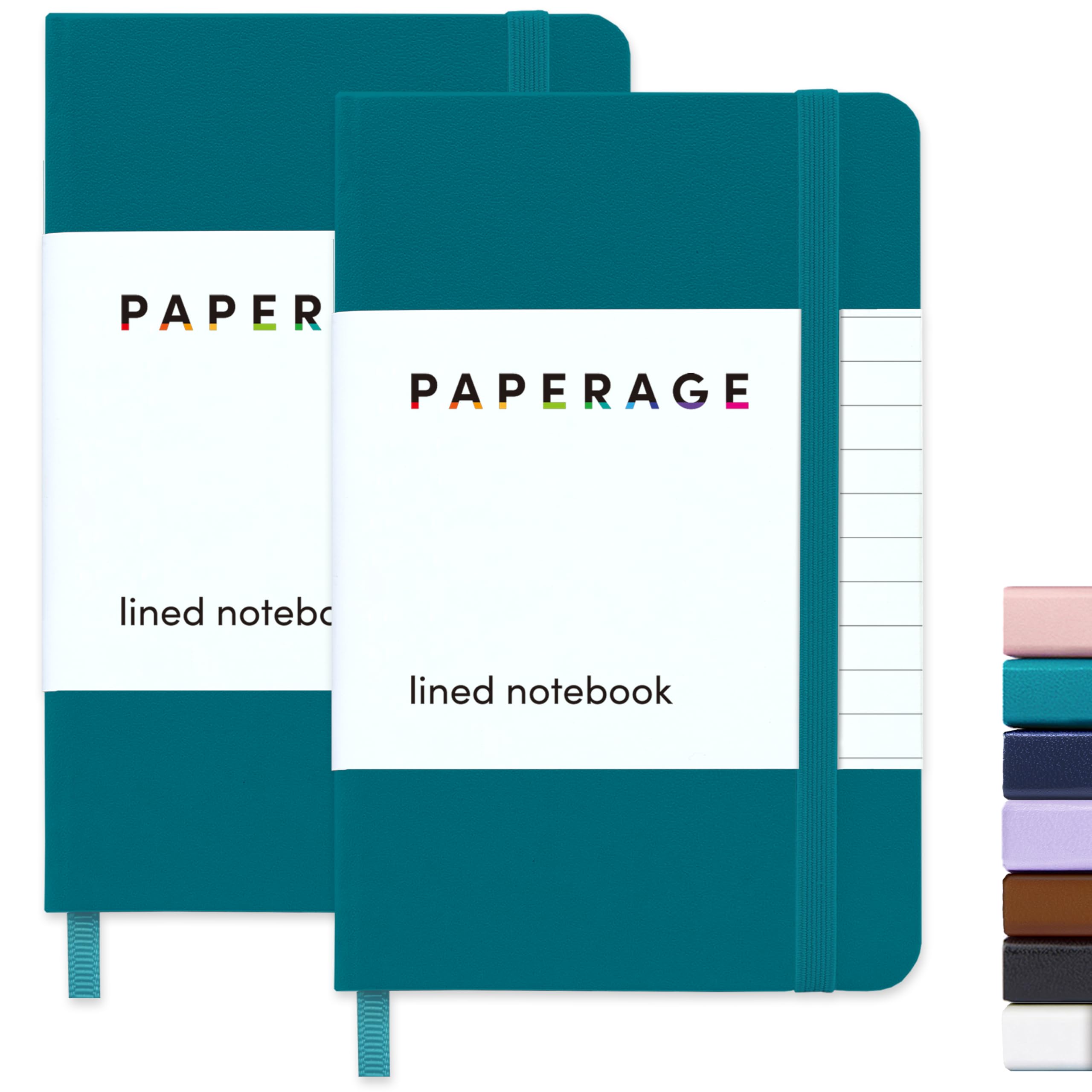 PAPERAGE Lined Pocket Journal Notebook - 2 Pack (Turquoise) - 160 Pages Small Notebook, 3.6