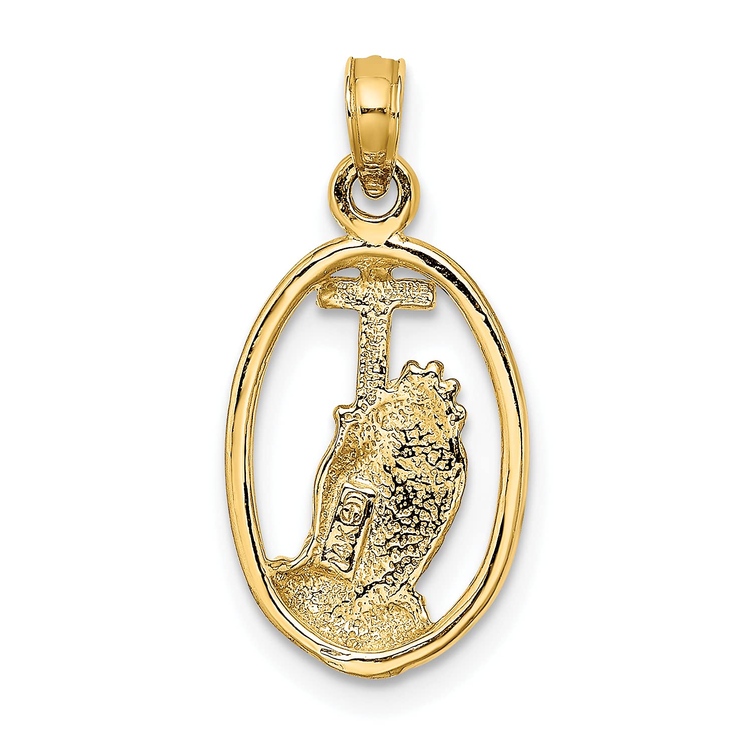 14K Solid Yellow Gold Jesus Christ Praying Hands Pendant Necklace with Holy Cross Charm - Religious Jewelry for Women, Gift for Baptism, First Communion & Church Occasions