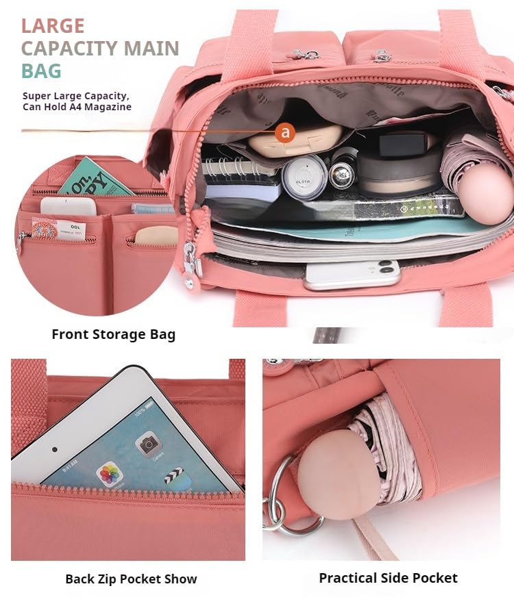 Stylish Women's Tote Bag with Secure Zipper Pockets & Detachable Ball Charm - Versatile Crossbody Laptop Purse for Work, Church, Travel and Everyday Use