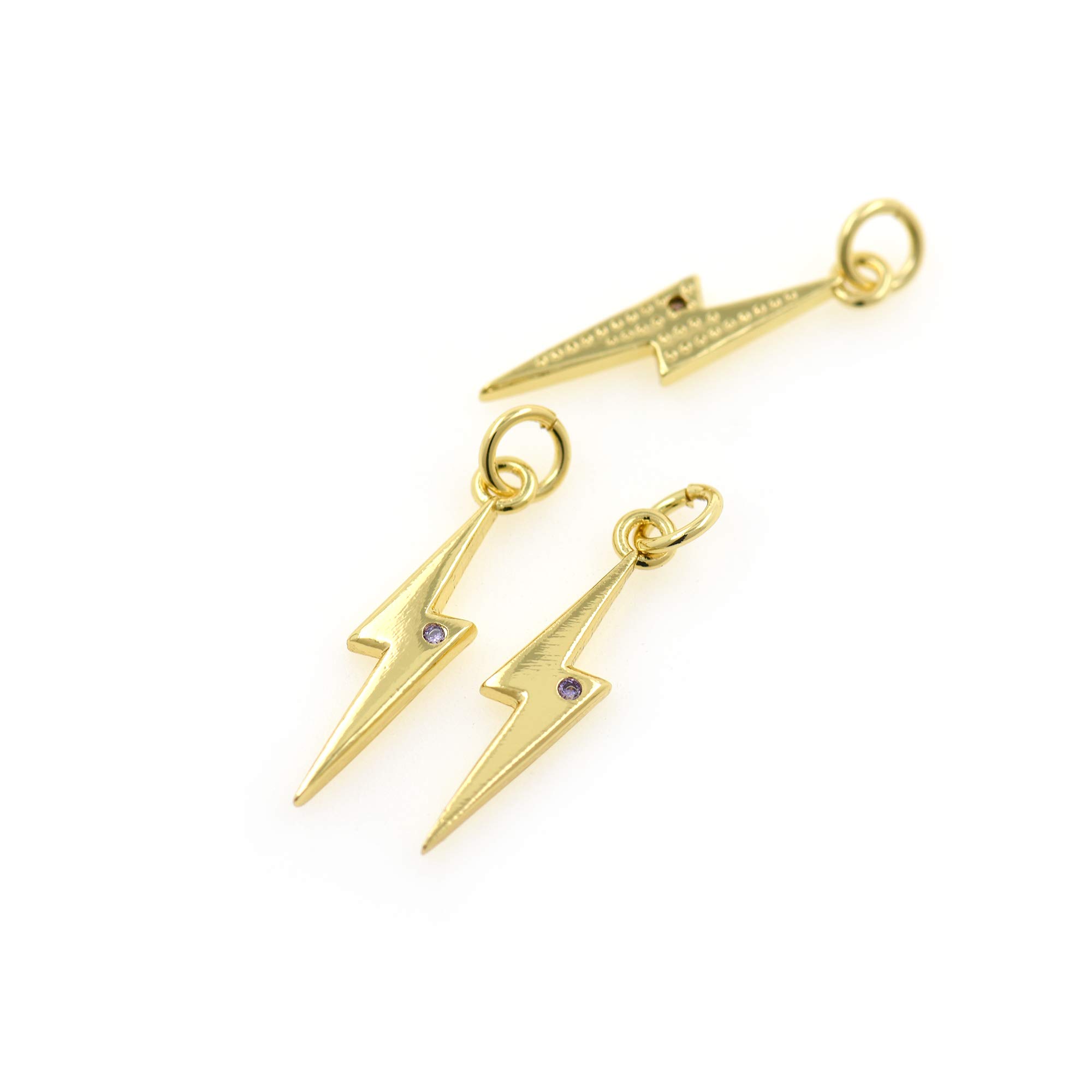 Mini Gold Lightning Pendant Charms - 5x22mm Personalized Jewelry Making Supplies (10Pcs) - Perfect for Necklaces, Bracelets & DIY Craft Projects