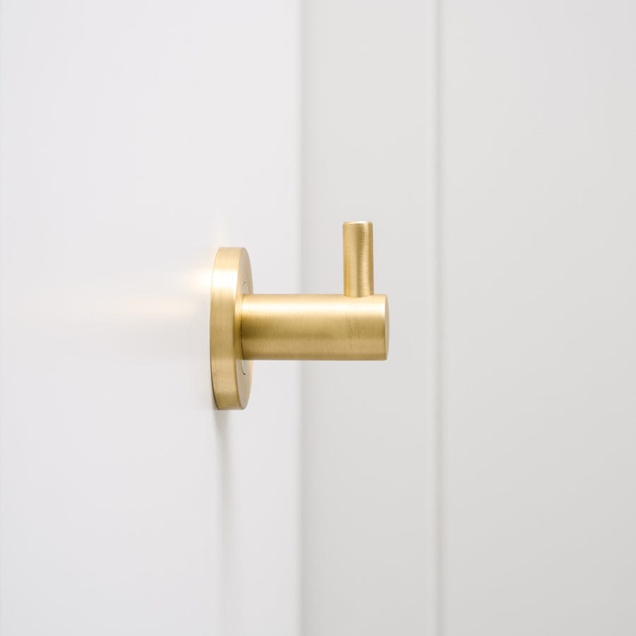 Stylish Sydney Robe Hook in Brushed Brass - Perfect for Bathroom, Bedroom, and Entryway Organization