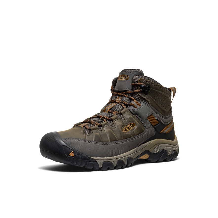 Men's KEEN Targhee III Waterproof Hiking Boots - Wide Mid Cut for Comfort & Support | Black Olive/Golden Brown | Perfect for Outdoor Adventures & Trail Hiking
