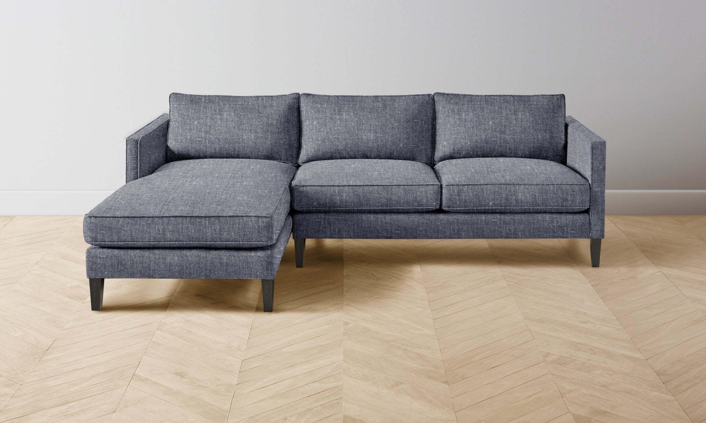 Premium Crosby Sectional Sofa - Heritage Belgian Linen Upholstery in Lake Blue | Modern Living Room Furniture for Relaxation & Entertaining