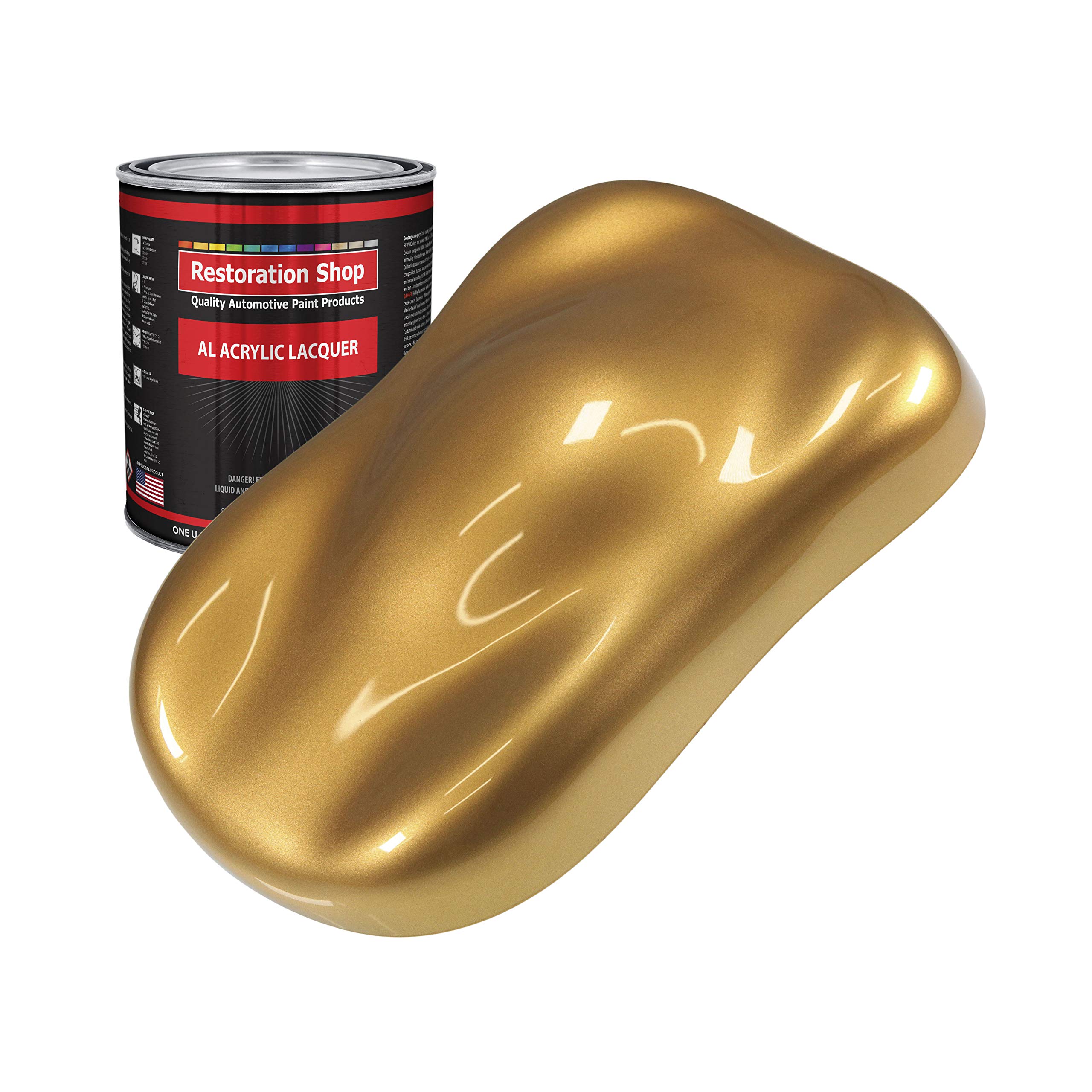 Restoration Shop - Autumn Gold Metallic Acrylic Lacquer Auto Paint (1 Quart) - Professional Gloss Finish for Cars, Trucks, Motorcycles, Guitars & Furniture - Durable Refinishing Coating for DIY & Professional Use - Perfect for Automotive Restoration, Custom Paint Jobs & Home Decor Projects