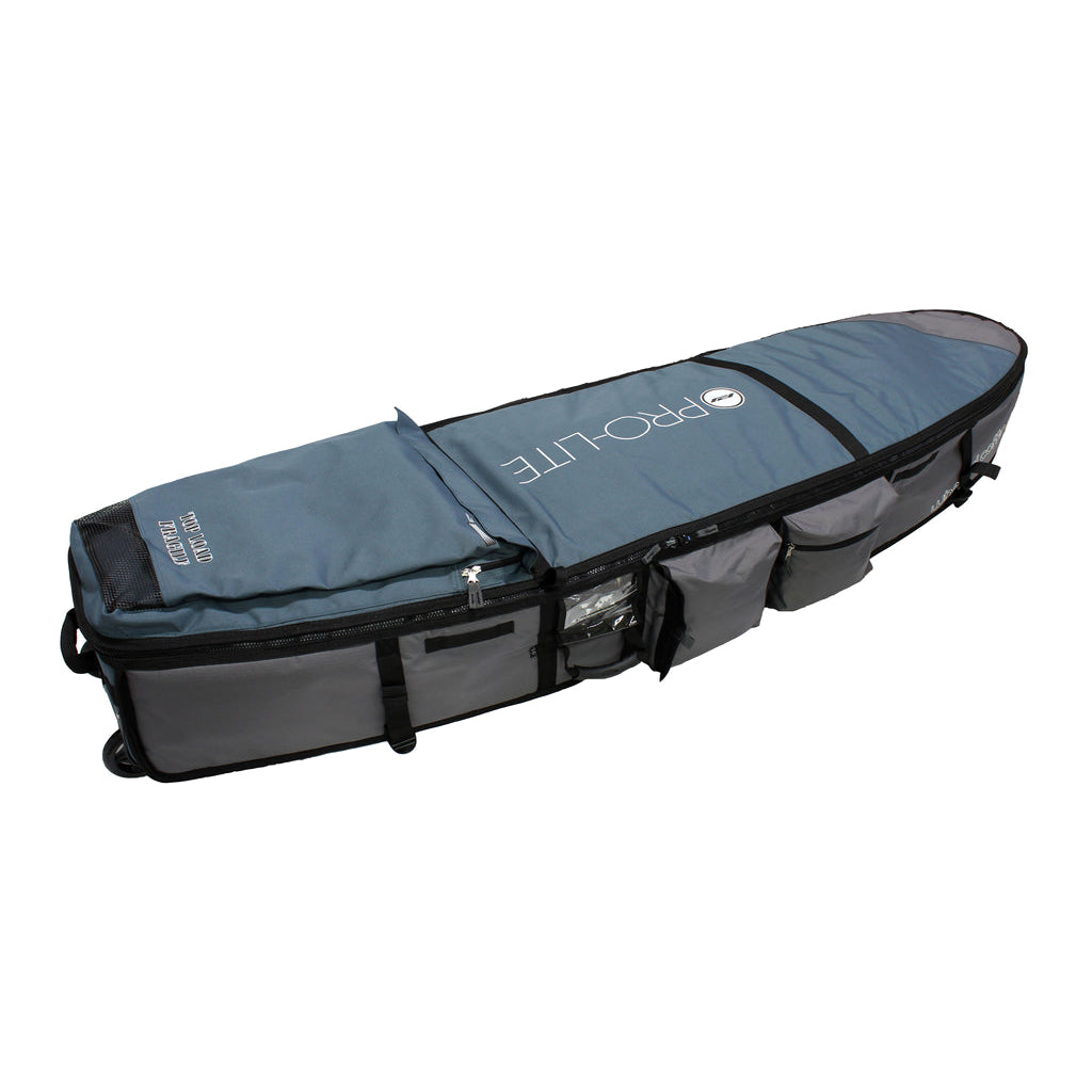 Pro Lite Wheeled Coffin Surfboard Bag 7'0 - Waterproof Padded Travel Cover for 3-4 Boards (Navy/Gray) - Perfect for Surf Trips, Air Travel & Beach Storage
