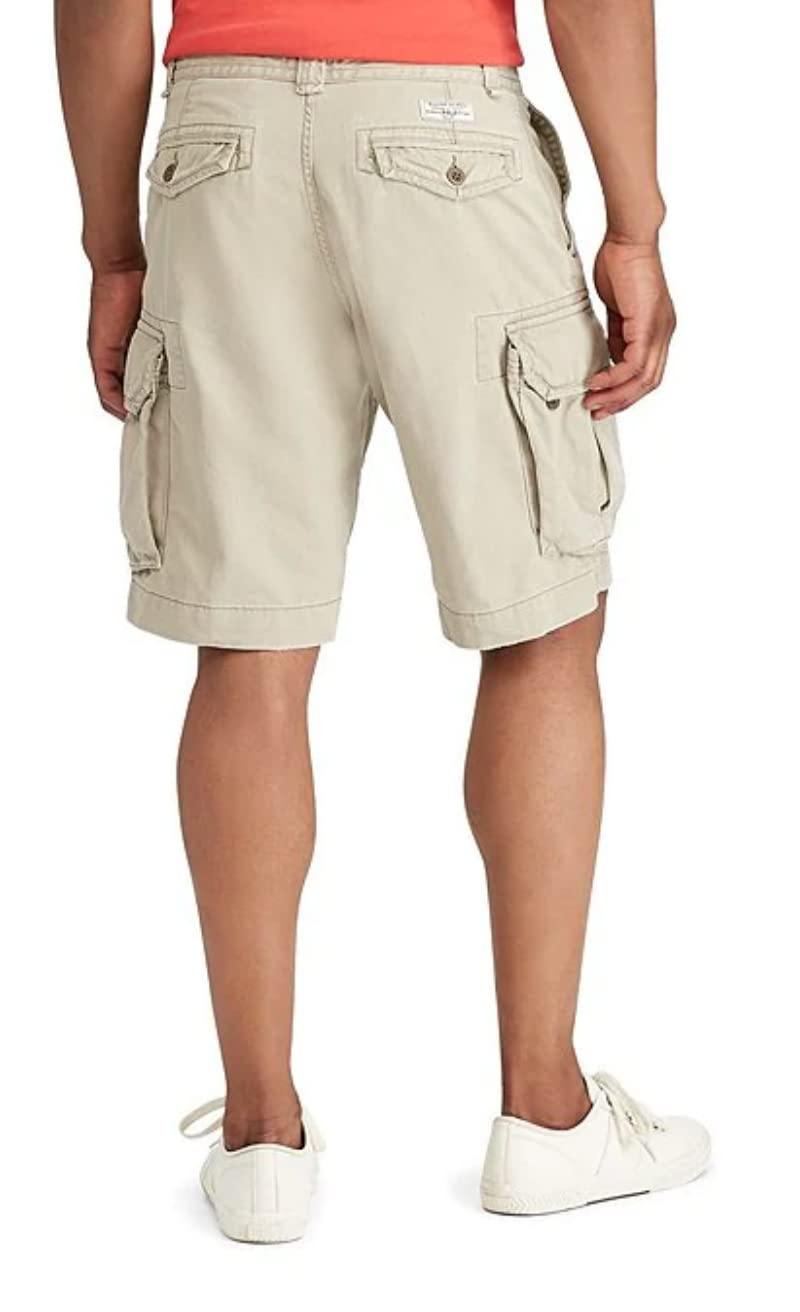 Ralph Lauren Men's Gellar Fatigue 100% Cotton Cargo Shorts - Hudson Tan, Size 35 | Comfortable Casual Summer Shorts for Outdoor Activities, Travel & Streetwear