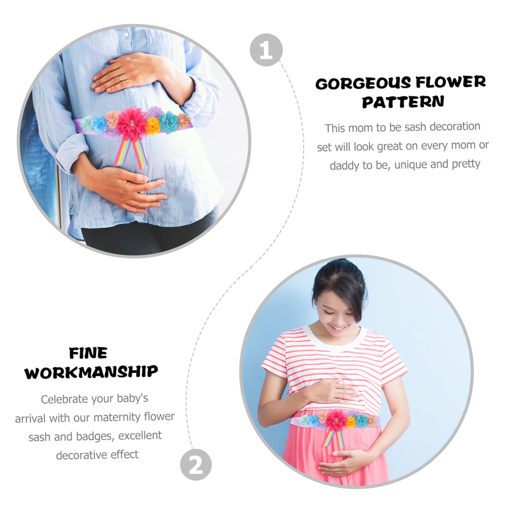 UPKOCH 5-Pack Maternity Belts & Shower Kit - Adjustable Pregnancy Support Sash, Baby Shower Party Favors for Mom-to-Be - Perfect for Maternity Photos, Baby Showers & Gender Reveals