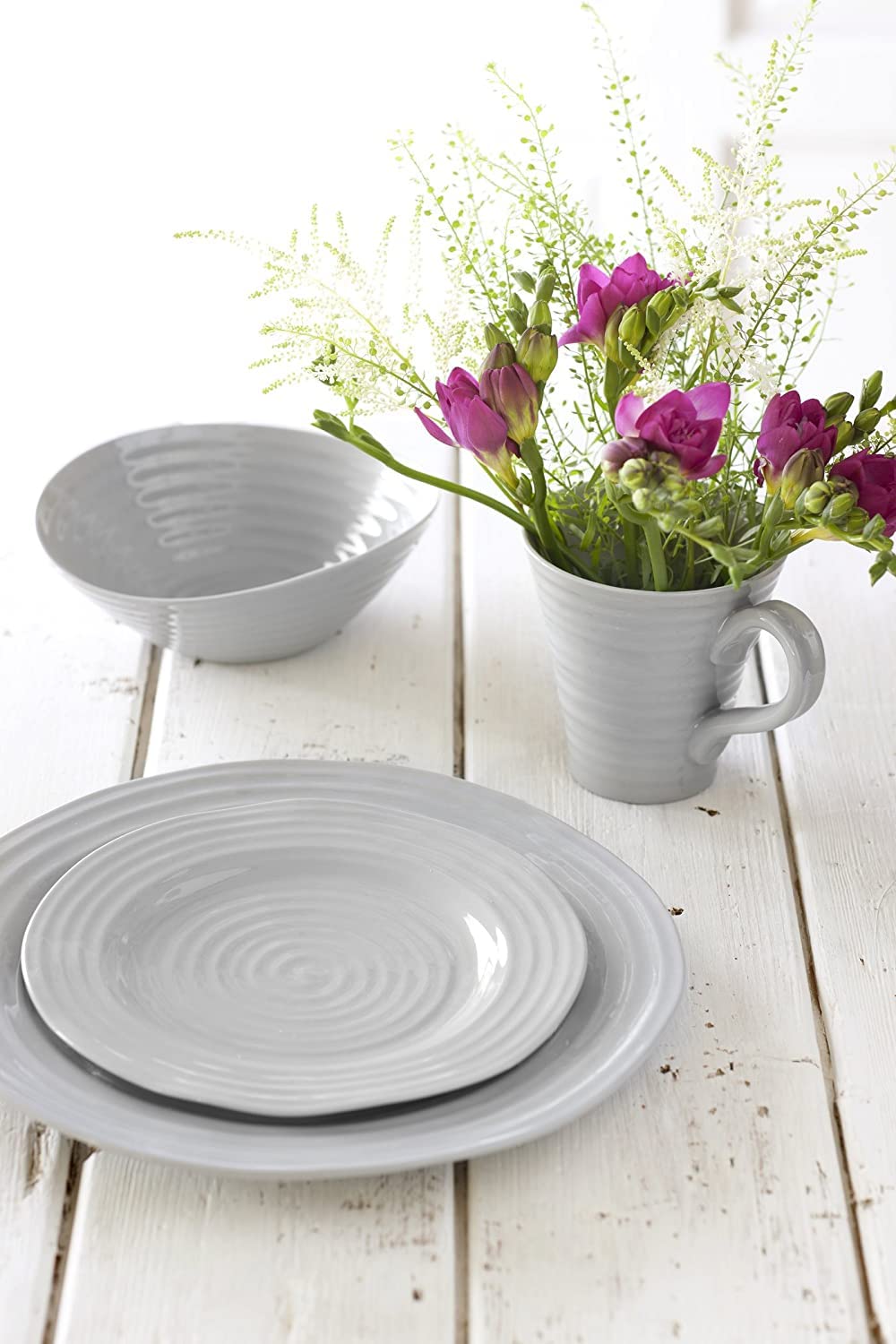 Sophie Conran Grey Porcelain Dinner Plates Set of 4 - 11 Inch Microwave & Dishwasher Safe - Elegant Dining for Pasta, Appetizers & Main Courses - Perfect for Dinner Parties & Everyday Use