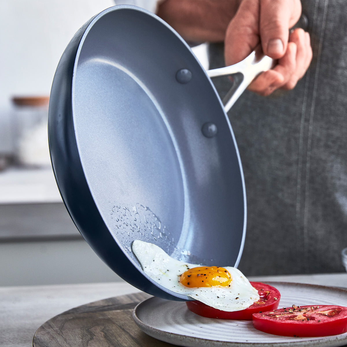 Valencia Pro Ceramic Nonstick 8, 9.5, and 11-Inch Frying Pan Set - Oxford Blue | PFOA-Free Cookware for Healthy Cooking | Perfect for Sautéing, Frying & Everyday Meals