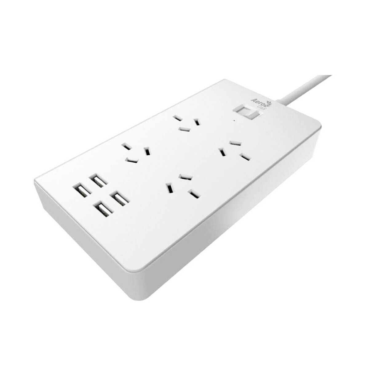 AeroCool 6-Outlet Surge Protector Power Strip with 4 USB Charging Ports (3.4A Total) - Multi Plug Extender for Home, Office, Travel - Overload Protection & Fireproof Safety Design