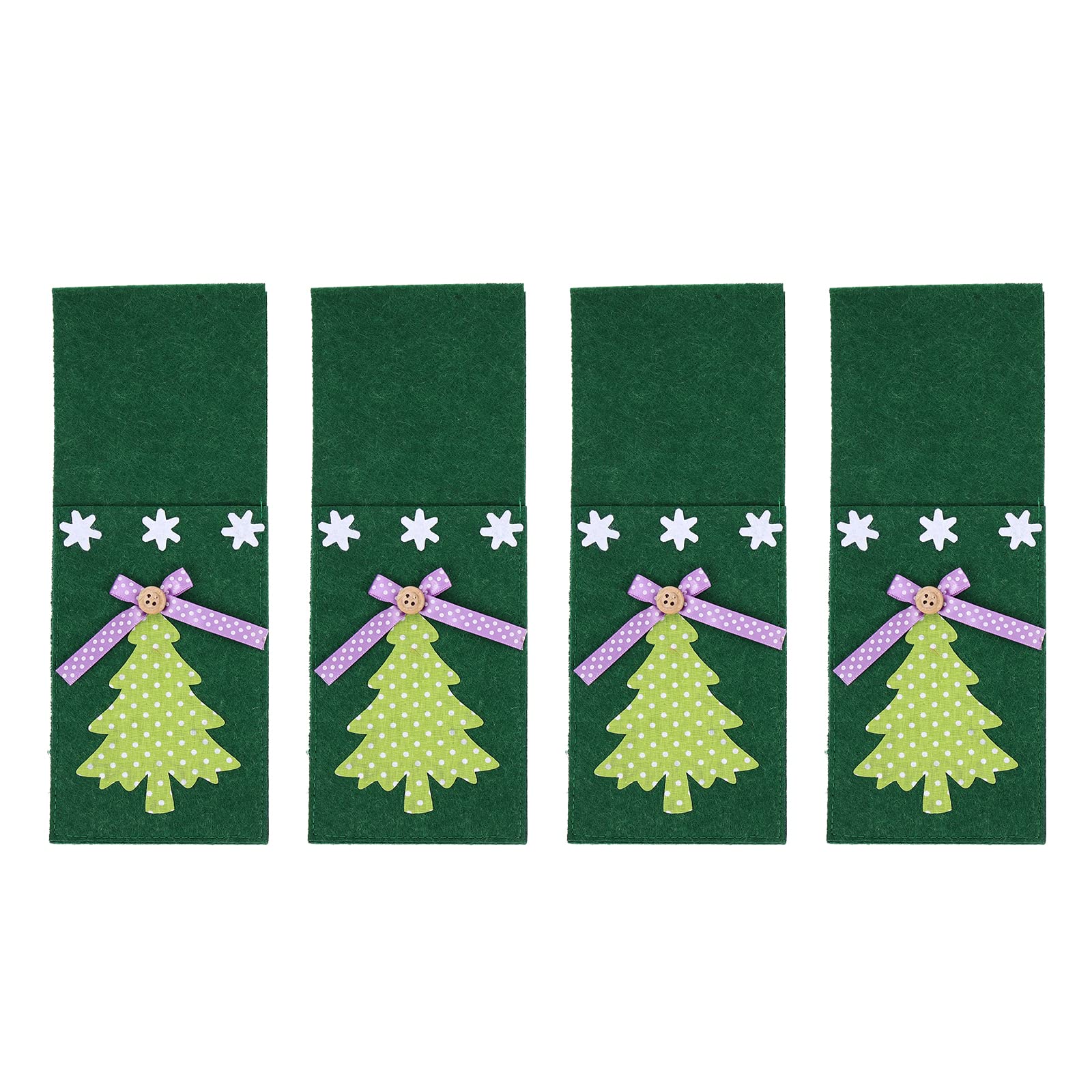 TENDYCOCO 4-Piece Christmas Tree Shaped Cutlery Pouches - Silverware Bags for Holiday Parties, Dinnerware Storage & Festive Table Decor (Perfect for Christmas Gatherings, Buffets & Gift Wrapping)