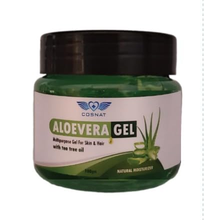 Aloe Vera Gel Multipurpose - Hydrating Face, Skin & Hair Care for Men & Women - 100g - Perfect for Sunburn Relief, Moisturizing & Hair Conditioning