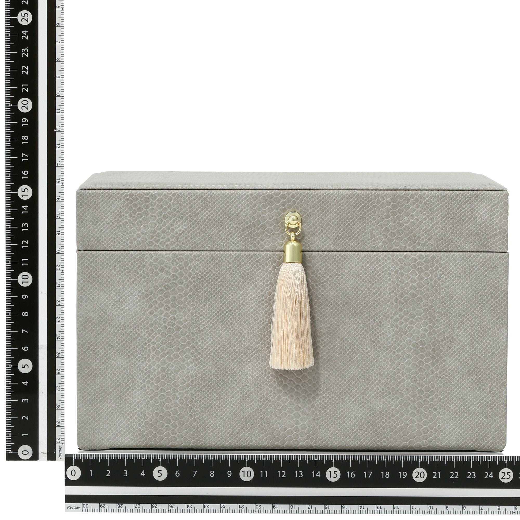 Flavia Large Gray Jewelry Box - Elegant Storage for Necklaces, Rings & Earrings - Perfect for Bedroom, Closet & Travel