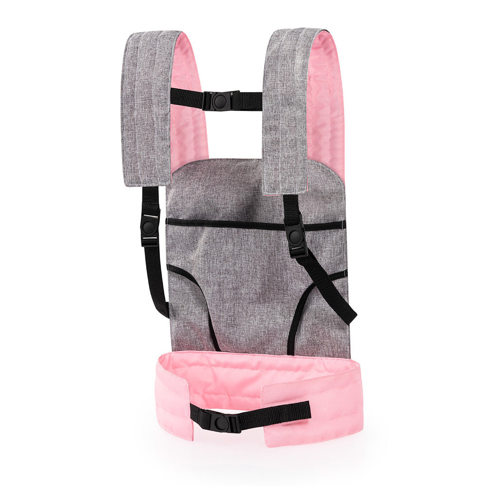 Bayer Design Adjustable Comfort Doll Carrier for Kids - Grey, Pink, Butterfly Print | Perfect for Pretend Play, Travel & Outdoor Adventures
