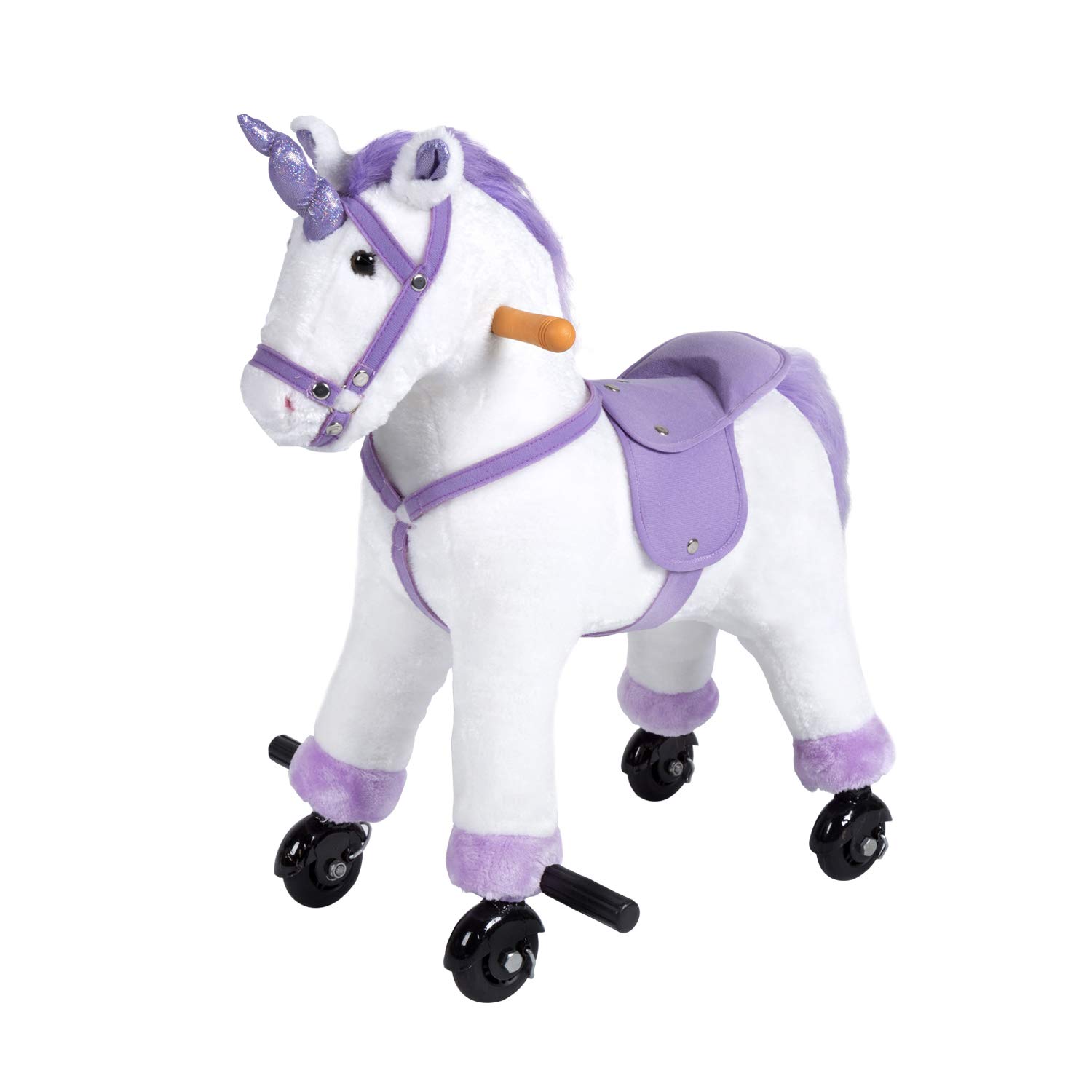 Kinbor Plush Rocking Horse Ride-On Toy for Kids - Walking Unicorn with Wheels & Sound Effects - Perfect Birthday & Children's Day Gift for Toddlers - Fun Indoor/Outdoor Playtime Activity