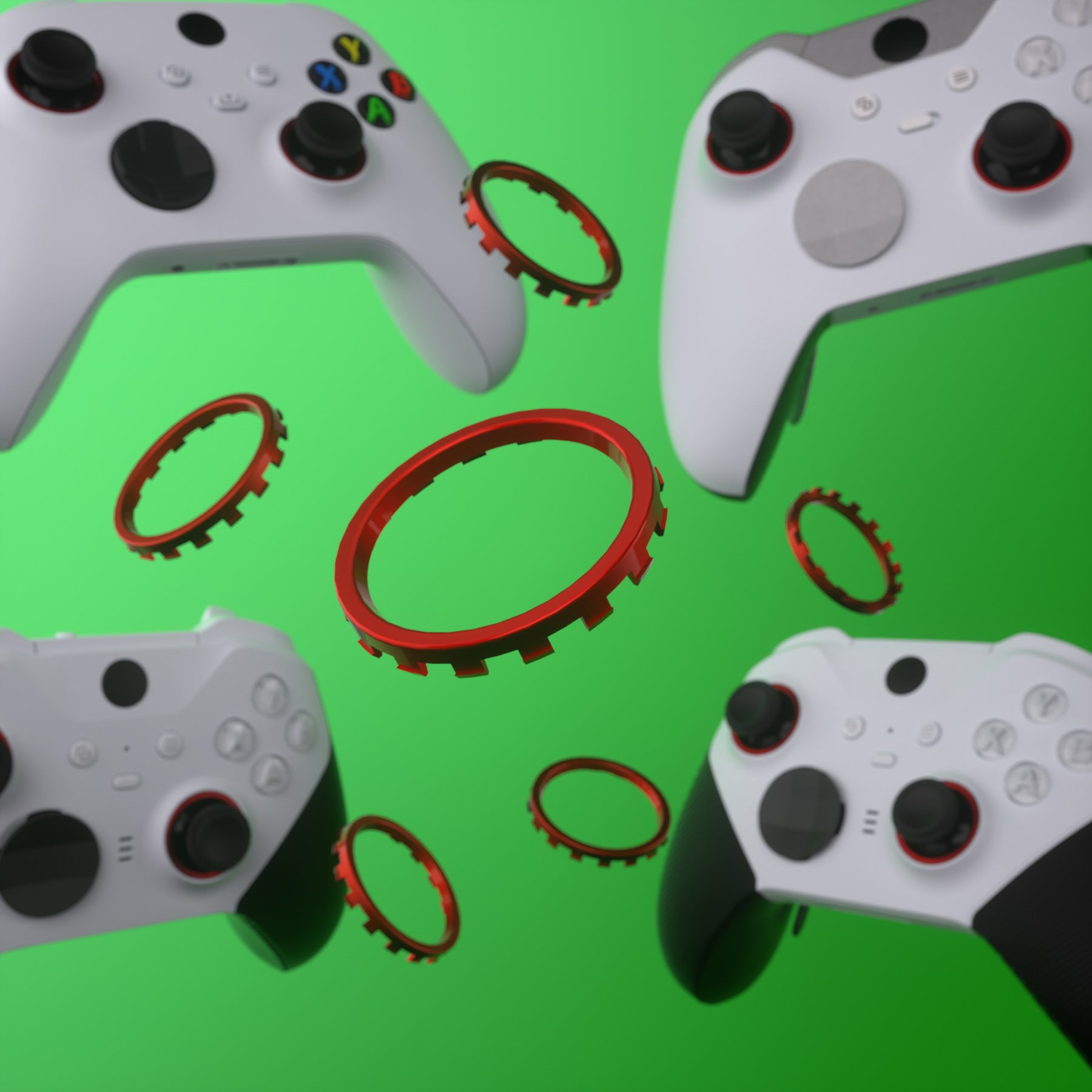 eXtremeRate Custom Accent Rings for Xbox Elite Series 2 Core/Elite Series 2/Xbox One Elite Controller - Compatible with eXtremeRate ASR Shell for Xbox Series X/S - Scarlet Red (XOJ13002GC) - Perfect for Gaming Accessories & Controller Customization