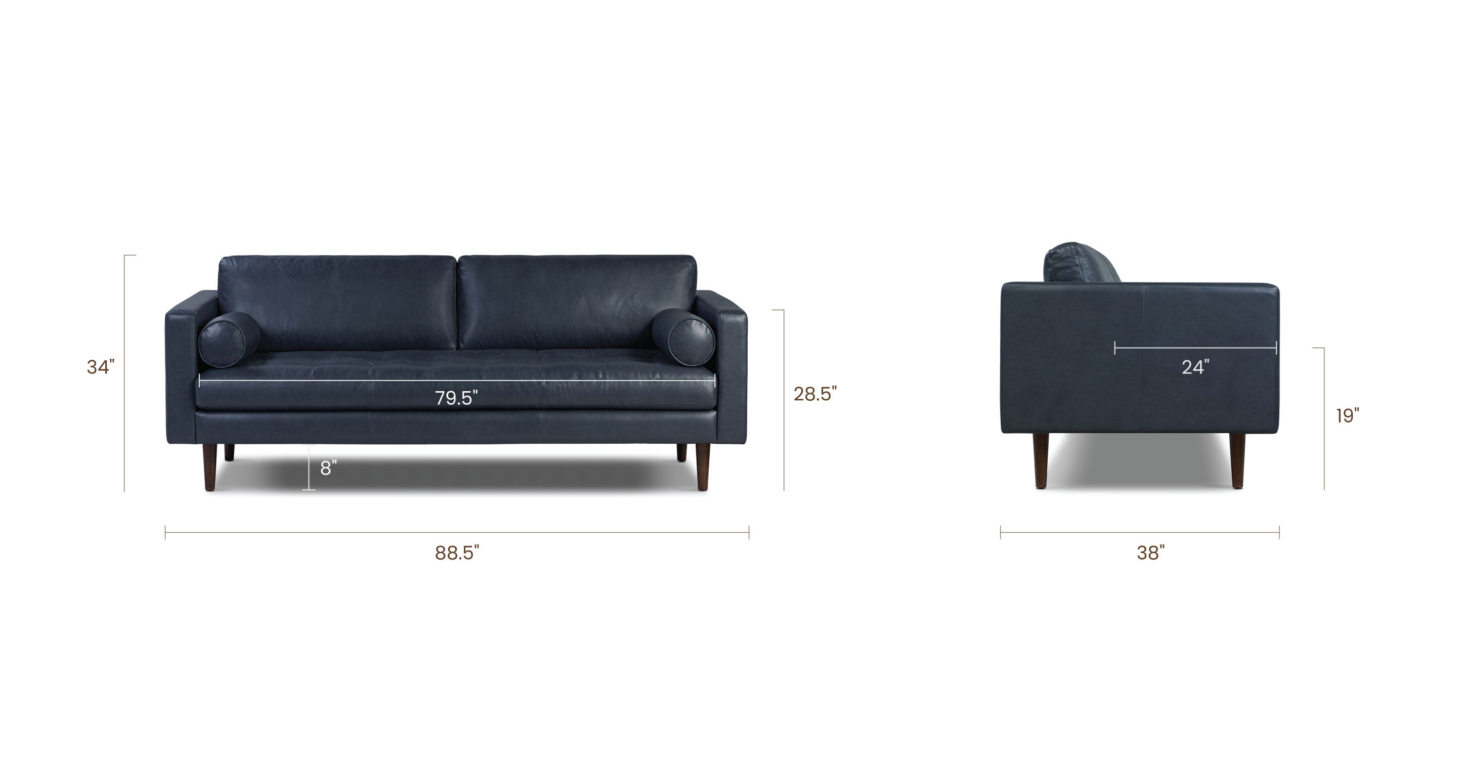 Premium Napa Leather Sofa - Modern Luxury Living Room Furniture for Home & Office - Perfect for Relaxing, Entertaining & Stylish Decor