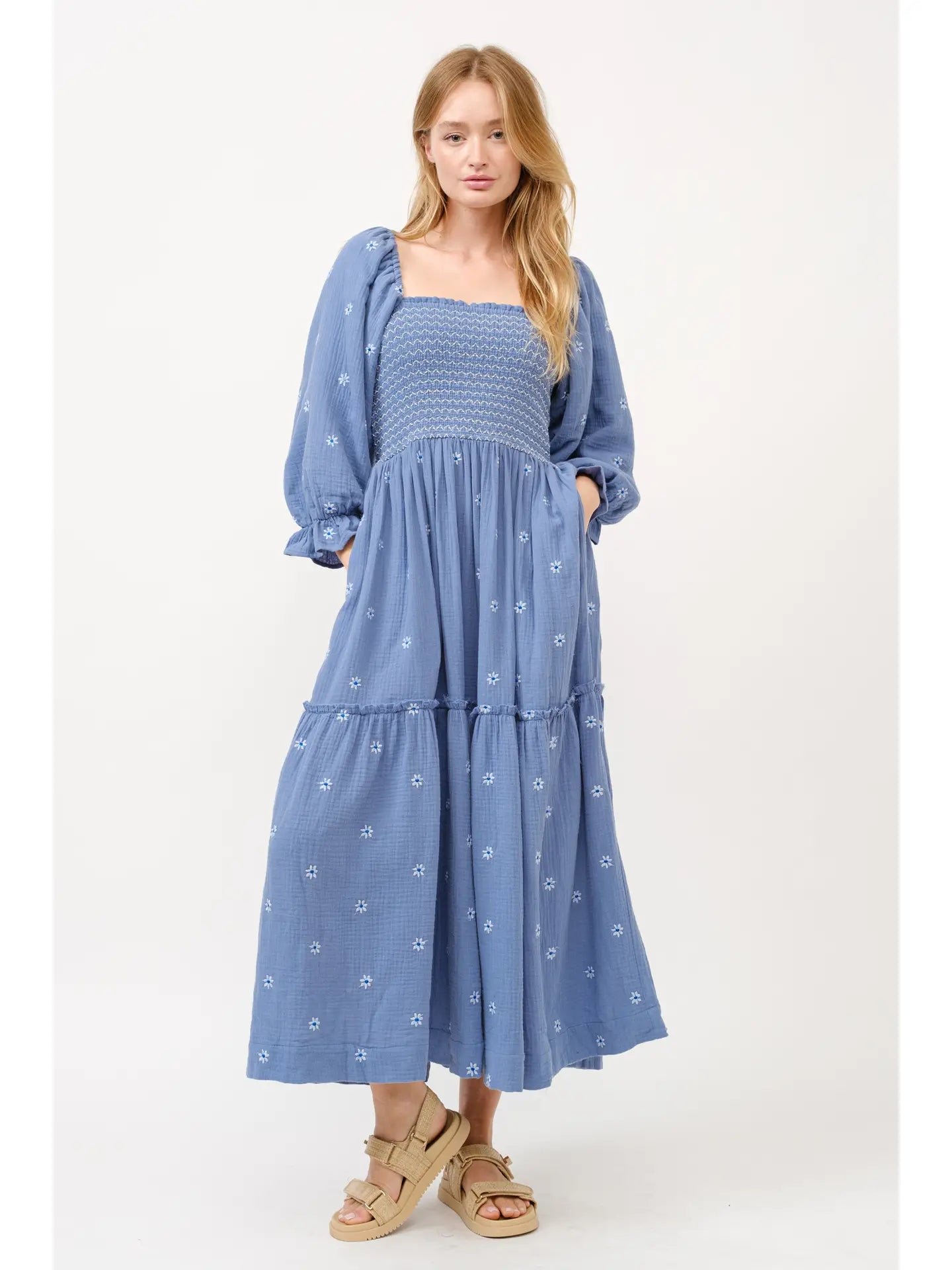 Floral Smocked Maxi Dress for Women - Summer Boho Beach Dress - $43.20 Sale | Perfect for Vacations, Weddings & Outdoor Events