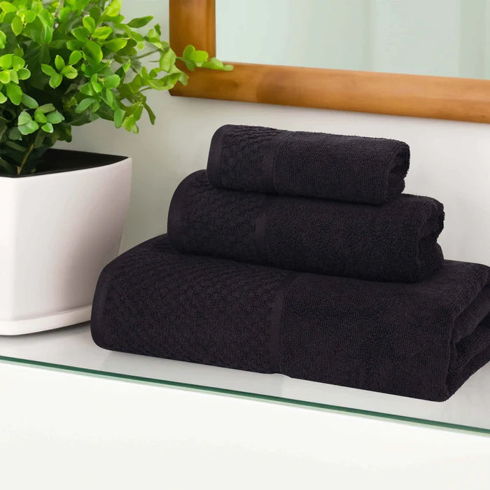 Premium Cotton Plush Soft Absorbent Jacquard 3-Piece Towel Set - Ultra Soft Bath, Beach & Spa Towels for Luxury Home & Travel Use