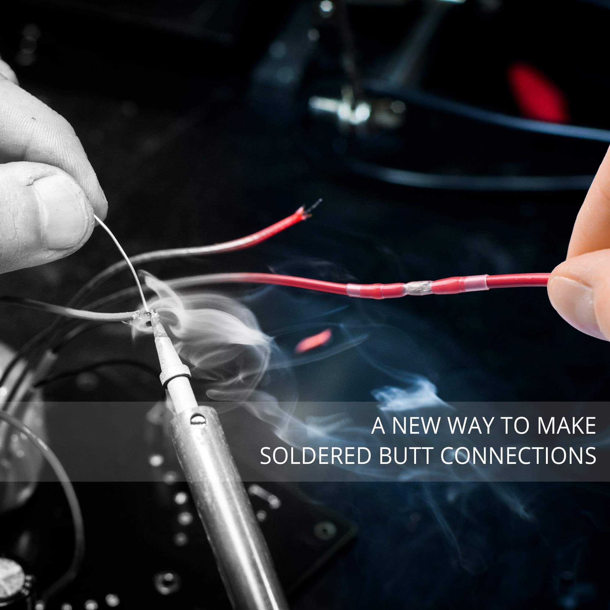 Wirefy 150 PCS Solder Seal Wire Connectors - Heat Shrink Waterproof Butt Connectors for 22-18 AWG Wires - Self-Soldering Electrical Sleeves for Marine, Automotive & Outdoor Wiring Applications